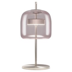 Vistosi Jube Table Lamp in Light Amethyst Transparent Glass & Matt Steel Finish