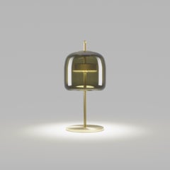 Vistosi Jube Table Lamp in Old Green Transparent Glass And Matt Gold Finish