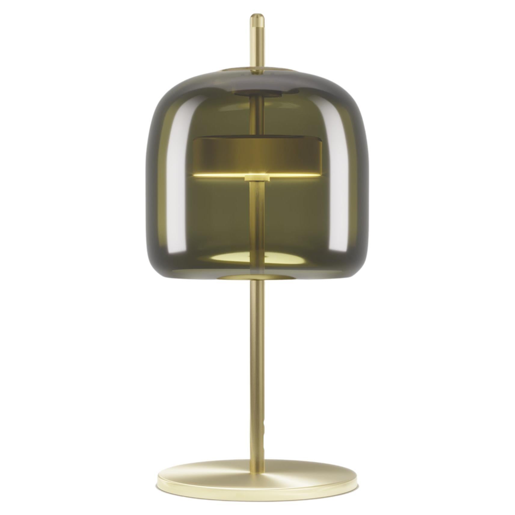 Vistosi Jube Table Lamp S in Old Green Transparent with Matt Gold Finish