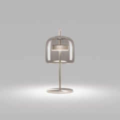 Vistosi Jube Table Lamp in Smoky Transparent Glass And Matt Steel Finish