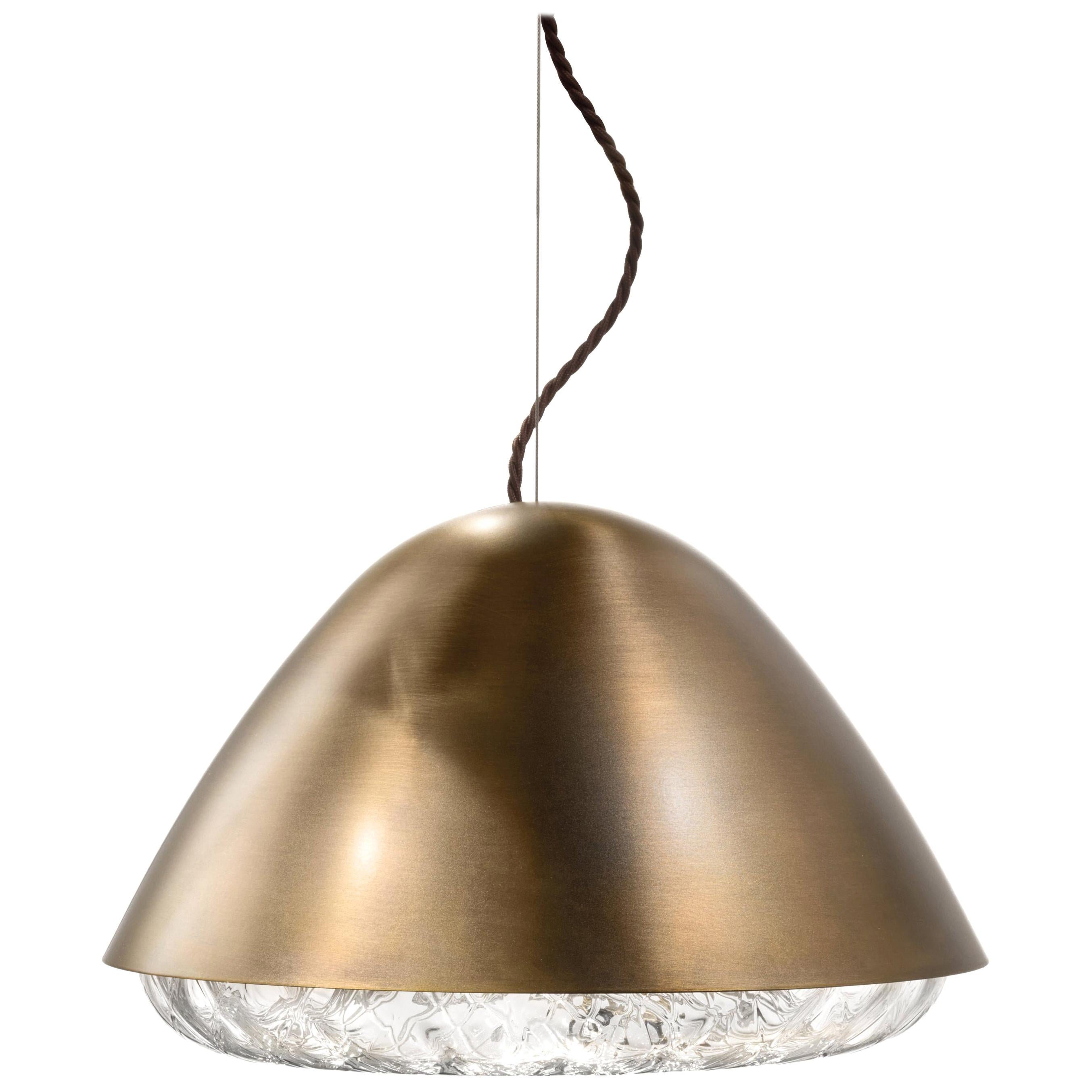 Vistosi Kira SPP LED Pendant Light in Brass by Alberto Saggia e Valerio Sommella For Sale