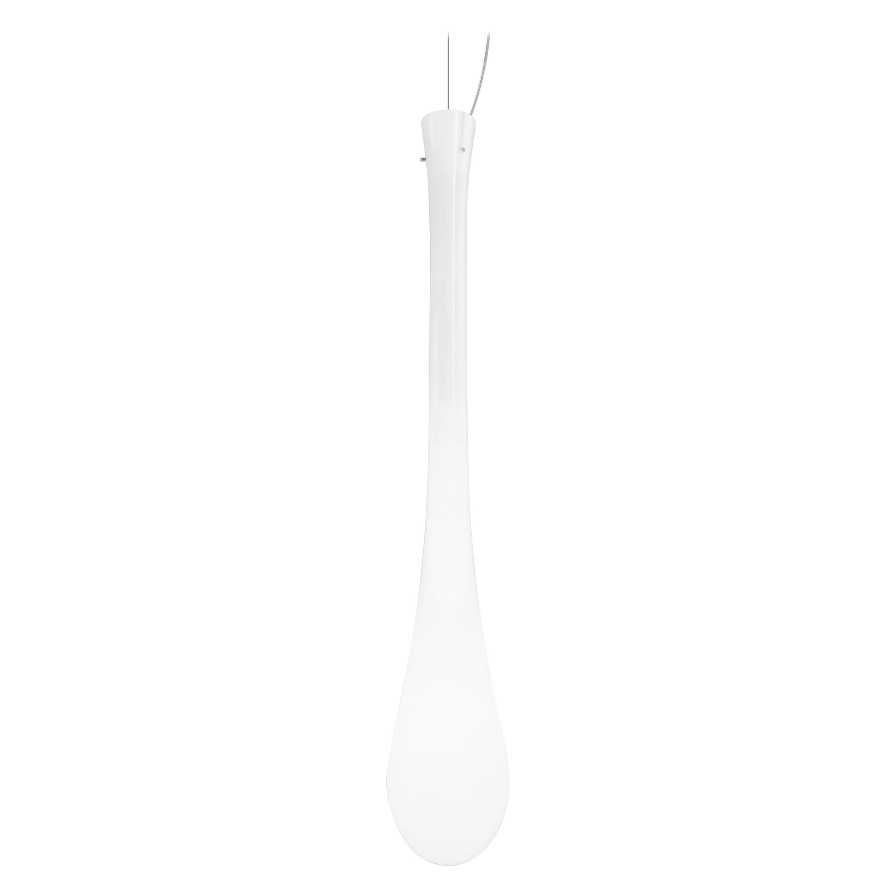 Vistosi Lacrima Pendant Light P in bianco lucido e nichel satinato di Paolo Crepax