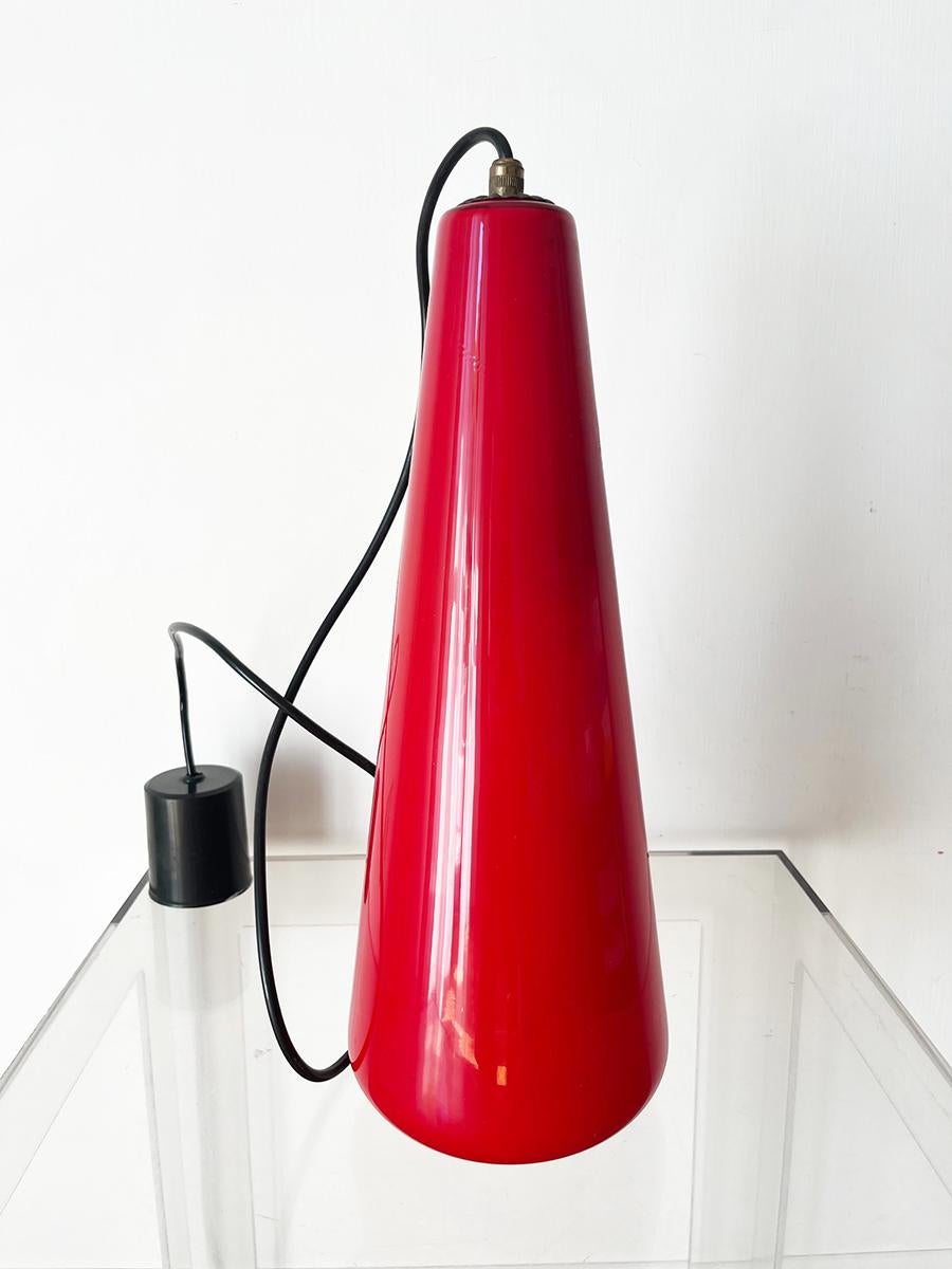 Vistosi Lampada a Sospensione in Vetro Murano Rosso 1960 -Top Design- For Sale 2