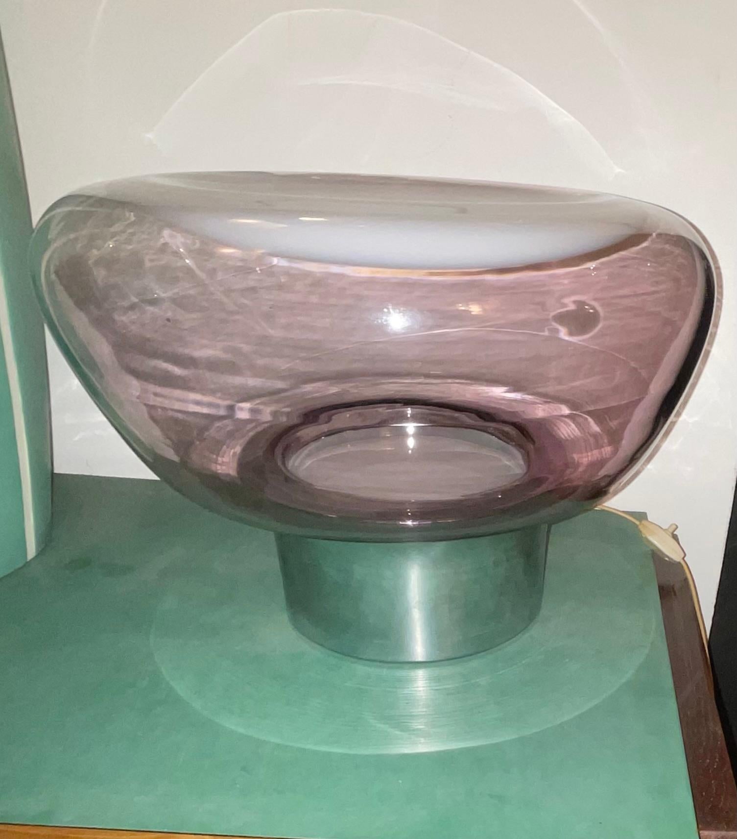 VISTOSI- Lampe en verre de Murano et base en acier - Made in. Italie 1970 en vente 2