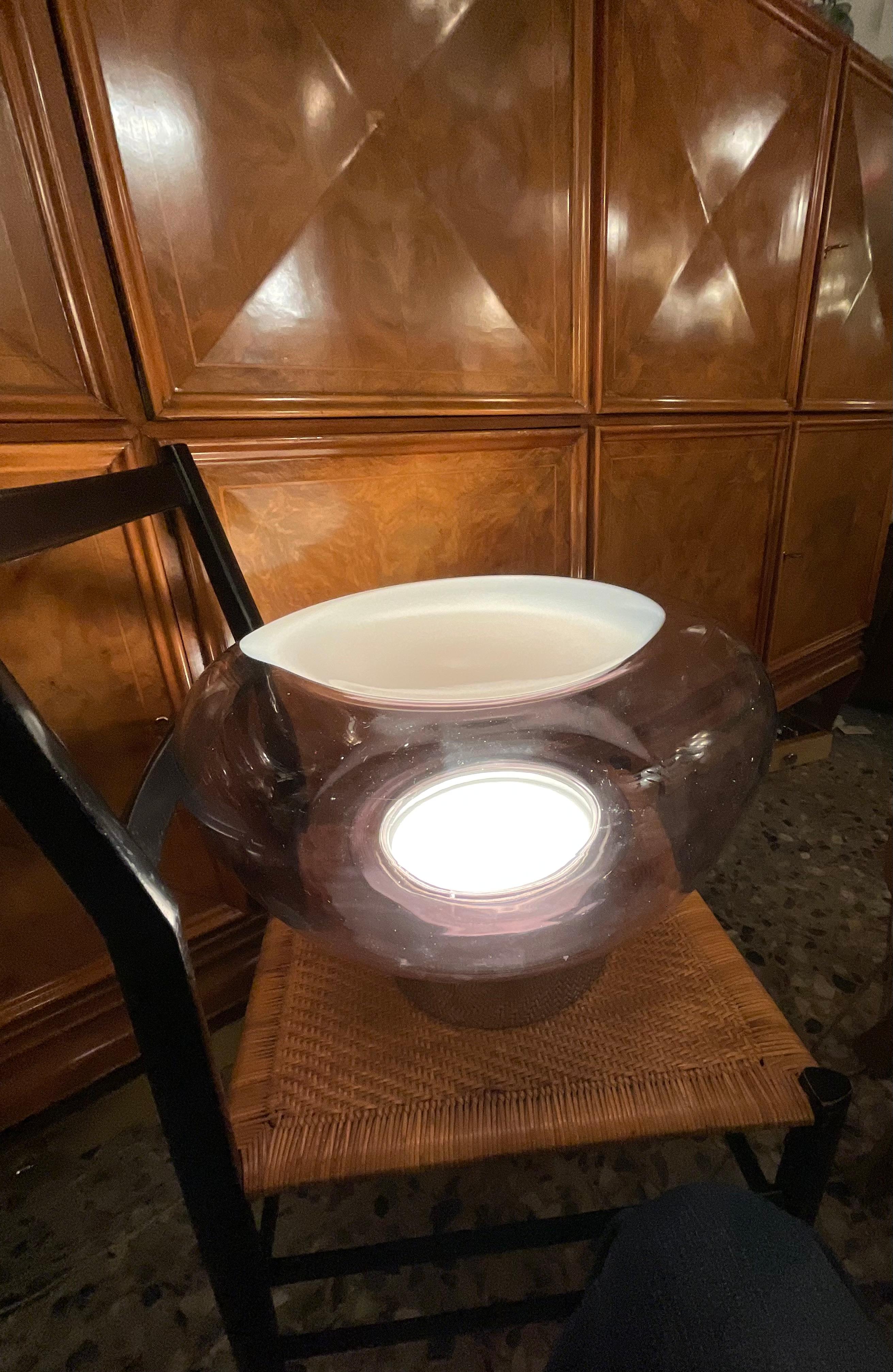 VISTOSI- Lampe en verre de Murano et base en acier - Made in. Italie 1970 en vente 3