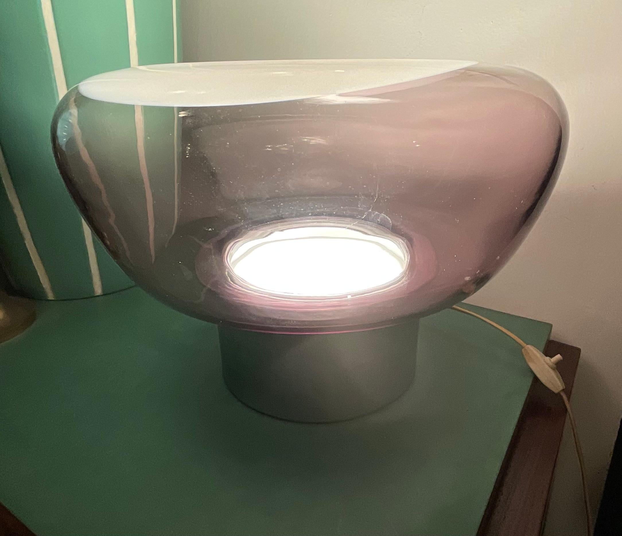 VISTOSI- Lampe en verre de Murano et base en acier - Made in. Italie 1970 en vente 4