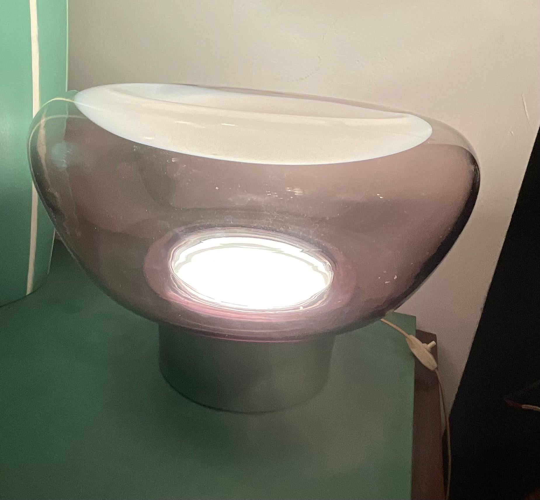 VISTOSI- Lampe en verre de Murano et base en acier - Made in. Italie 1970 en vente 6