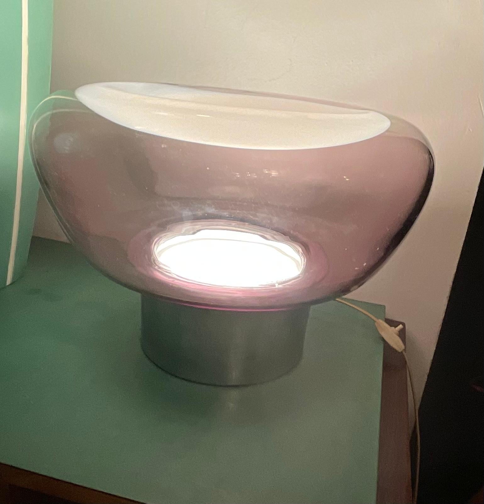Moderne VISTOSI- Lampe en verre de Murano et base en acier - Made in. Italie 1970 en vente