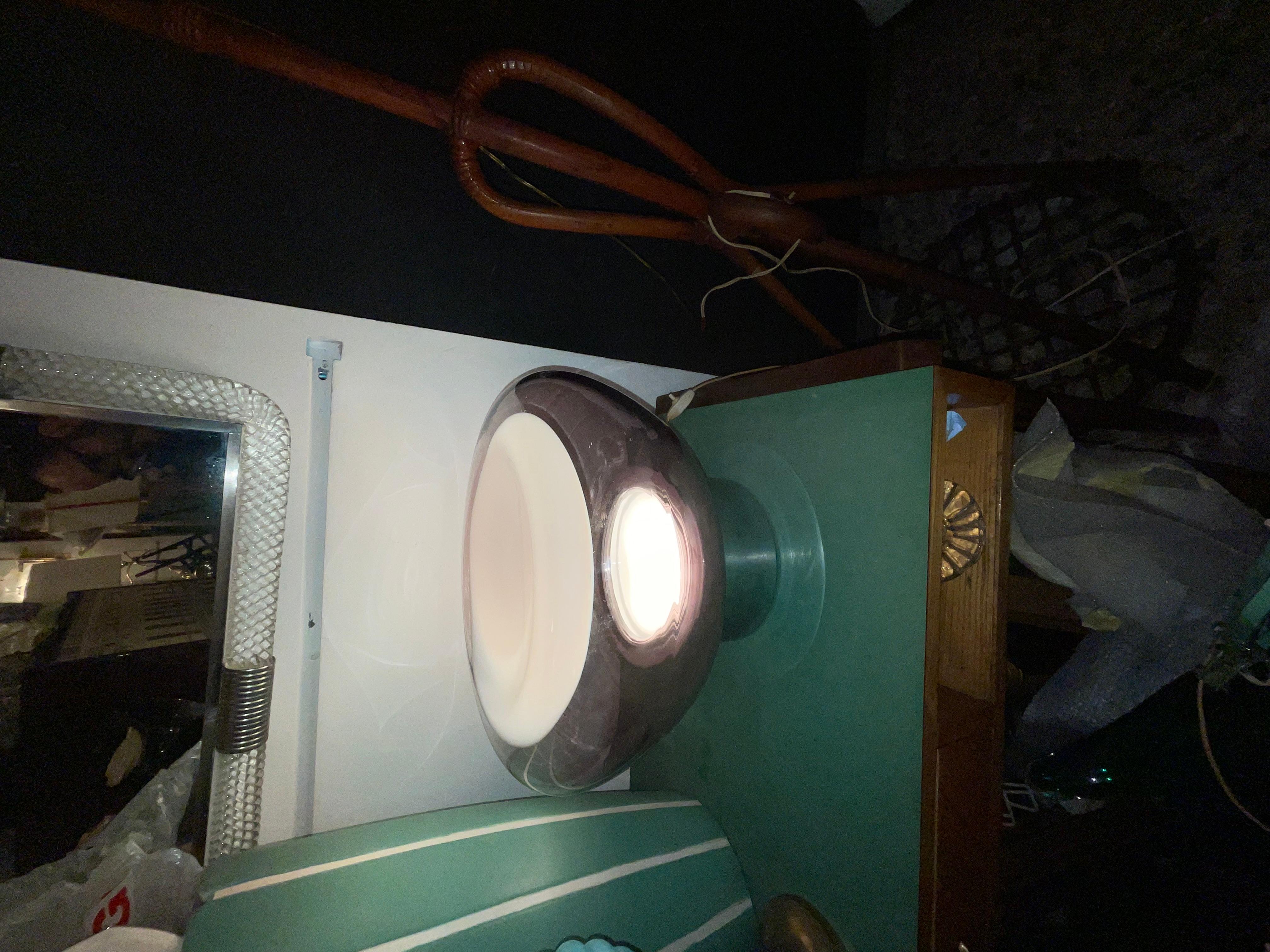 Mid-20th Century VISTOSI- Lampe en verre de Murano et base en acier - Made in. Italie 1970 en vente