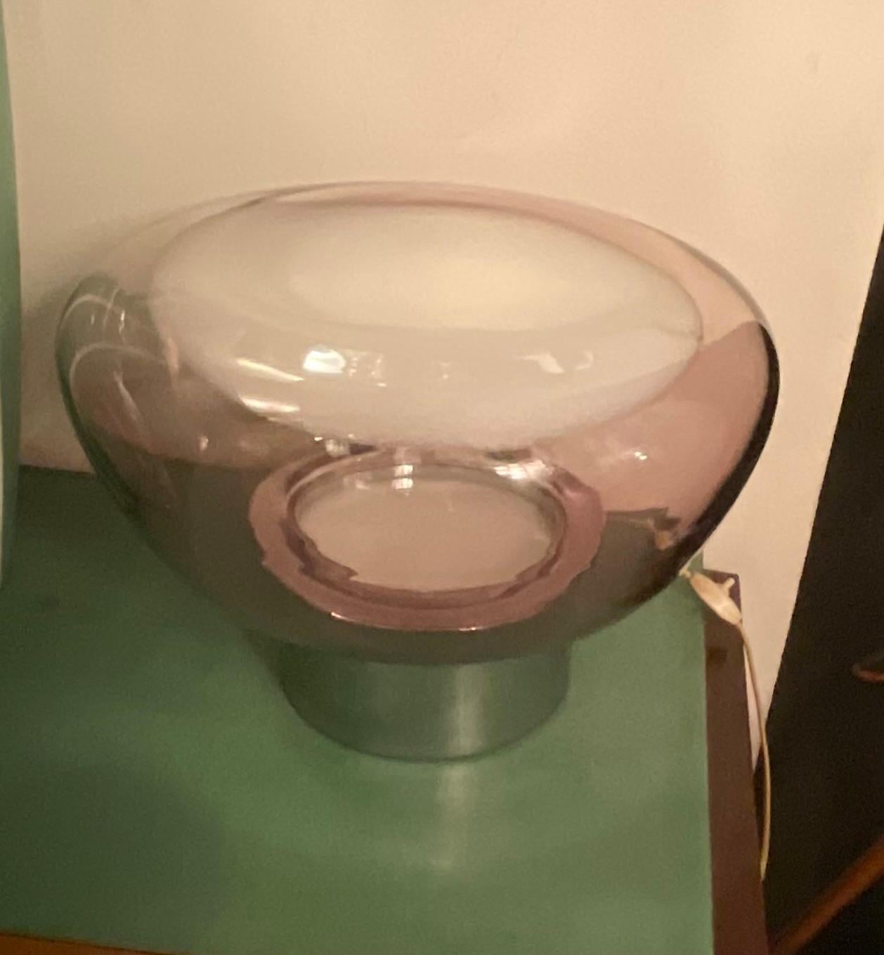 VISTOSI- Lampe en verre de Murano et base en acier - Made in. Italie 1970 en vente 1