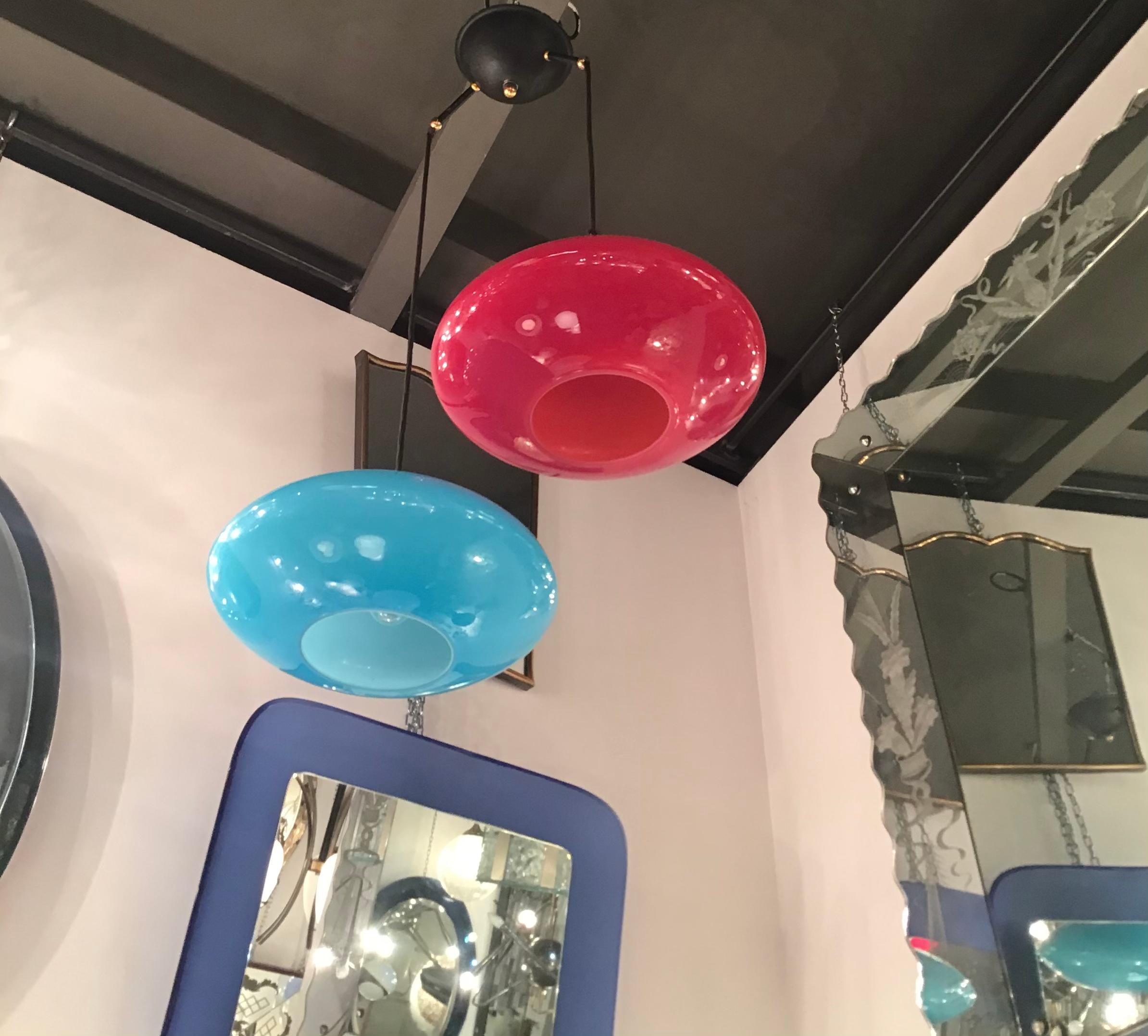 Other Vistosi Lampadario Murano Glass Ottone 1955 Italy For Sale
