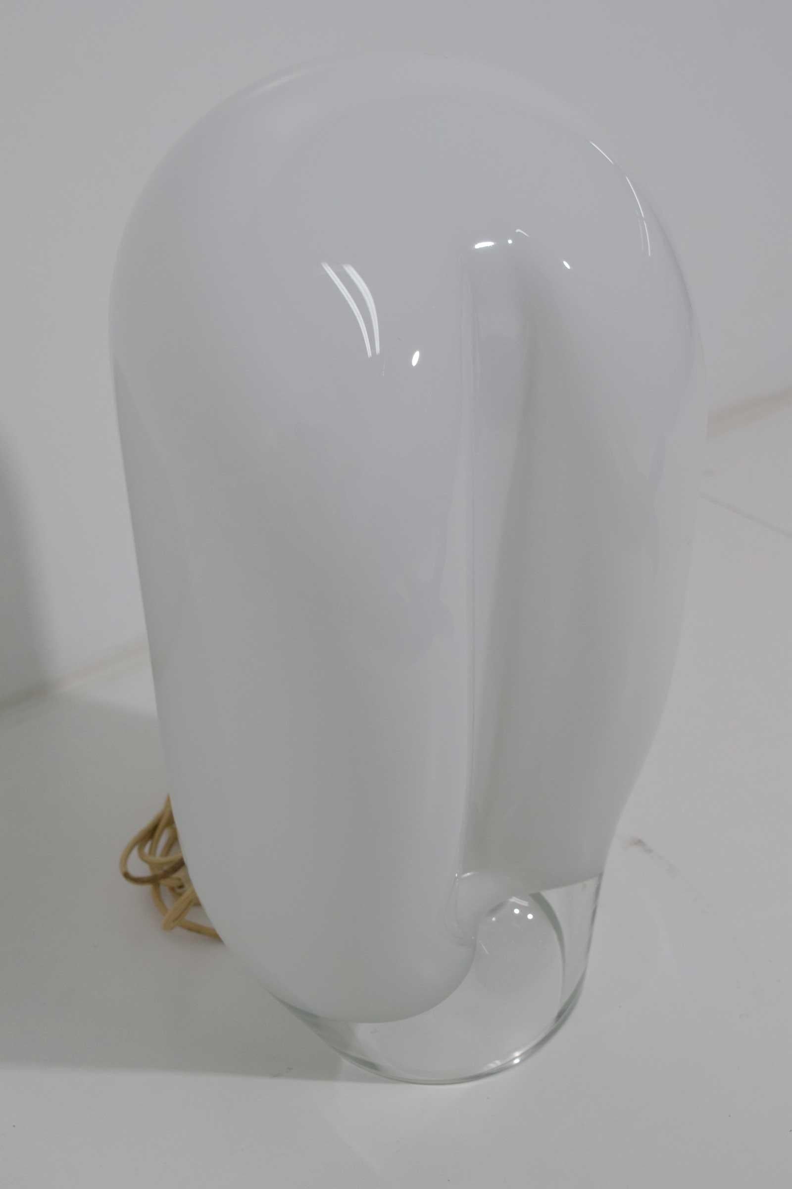 Italian Vistosi Large Balloon Form White Glass Table Lamp