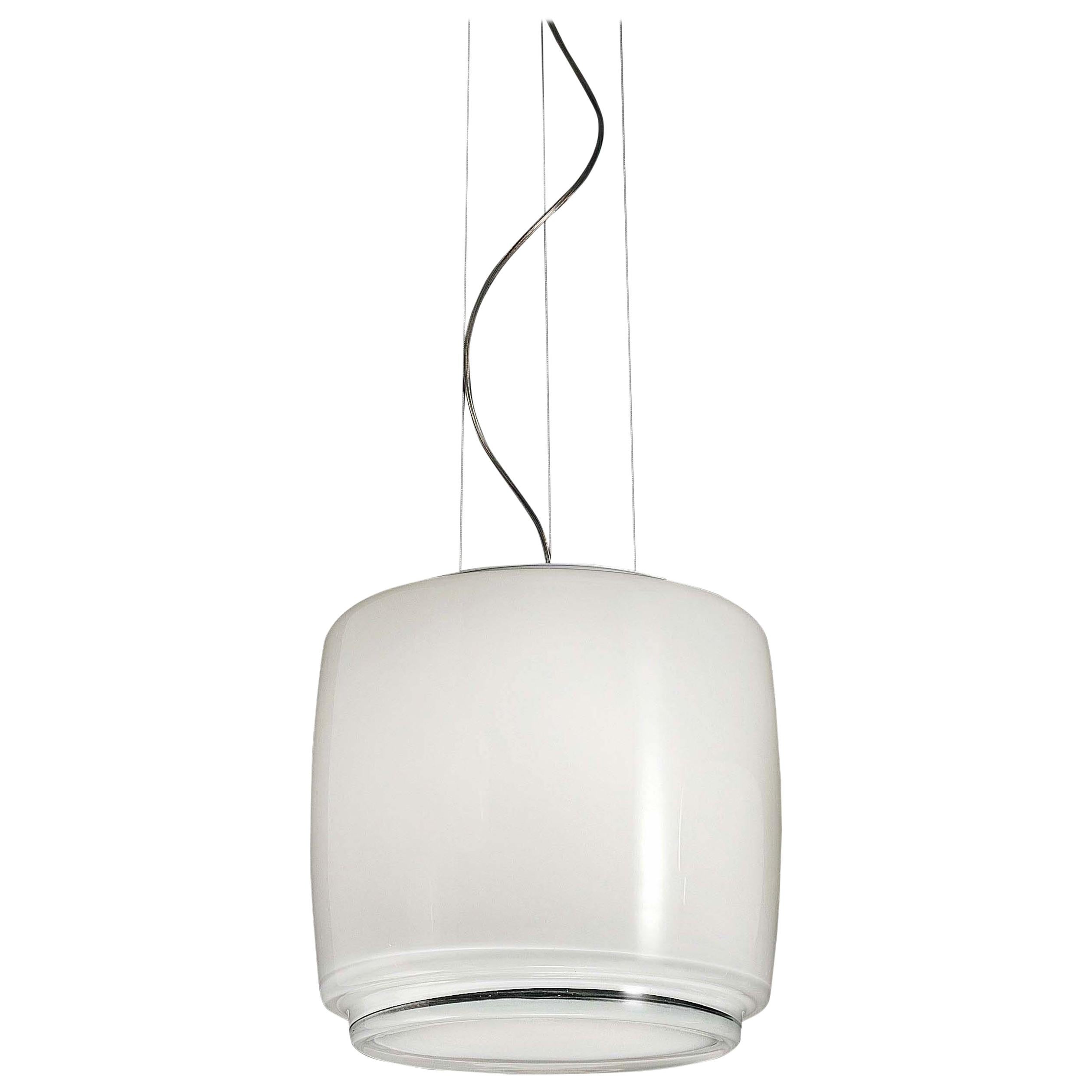 Vistosi Large Bot Suspension Light in White Glass For Sale