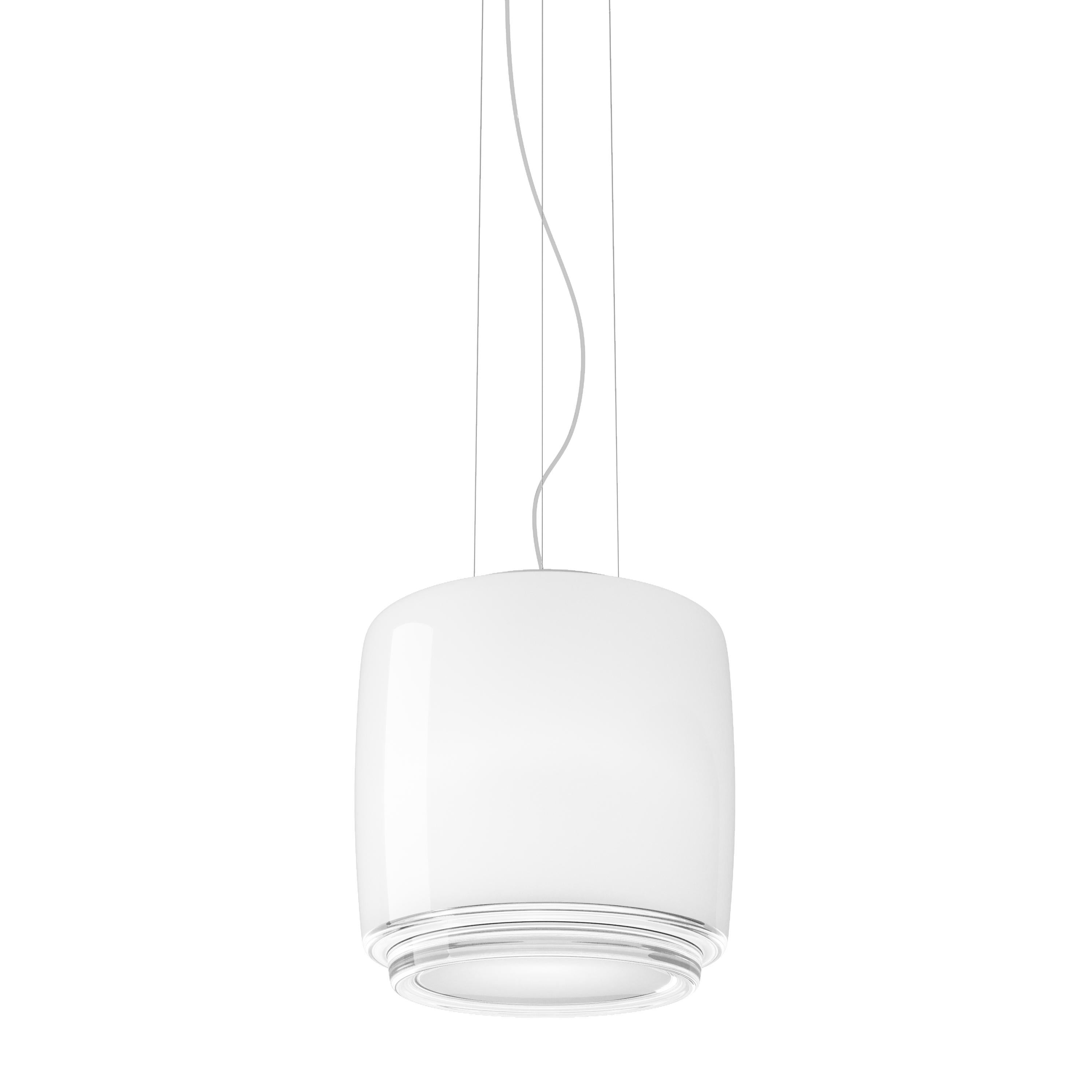 Modern Vistosi Large Bot Suspension Light in White Glass For Sale