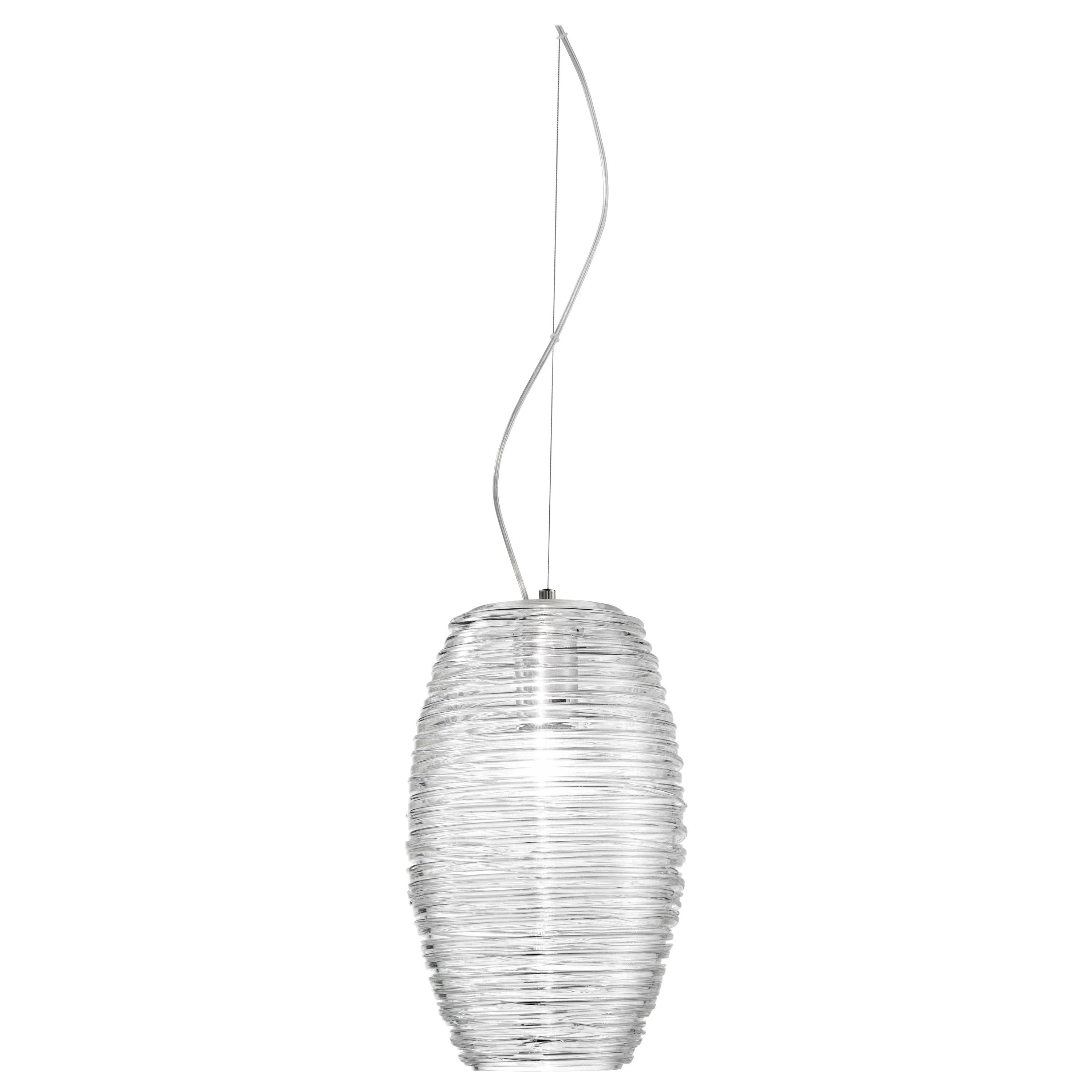 For Sale: Clear (Crystal and Crystal) Vistosi Damasco Large LED Suspension Light in Murano Blown Glass