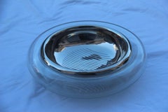 Vistosi Large Round Bowl Rounded Glass with Central Silver Plated 1975