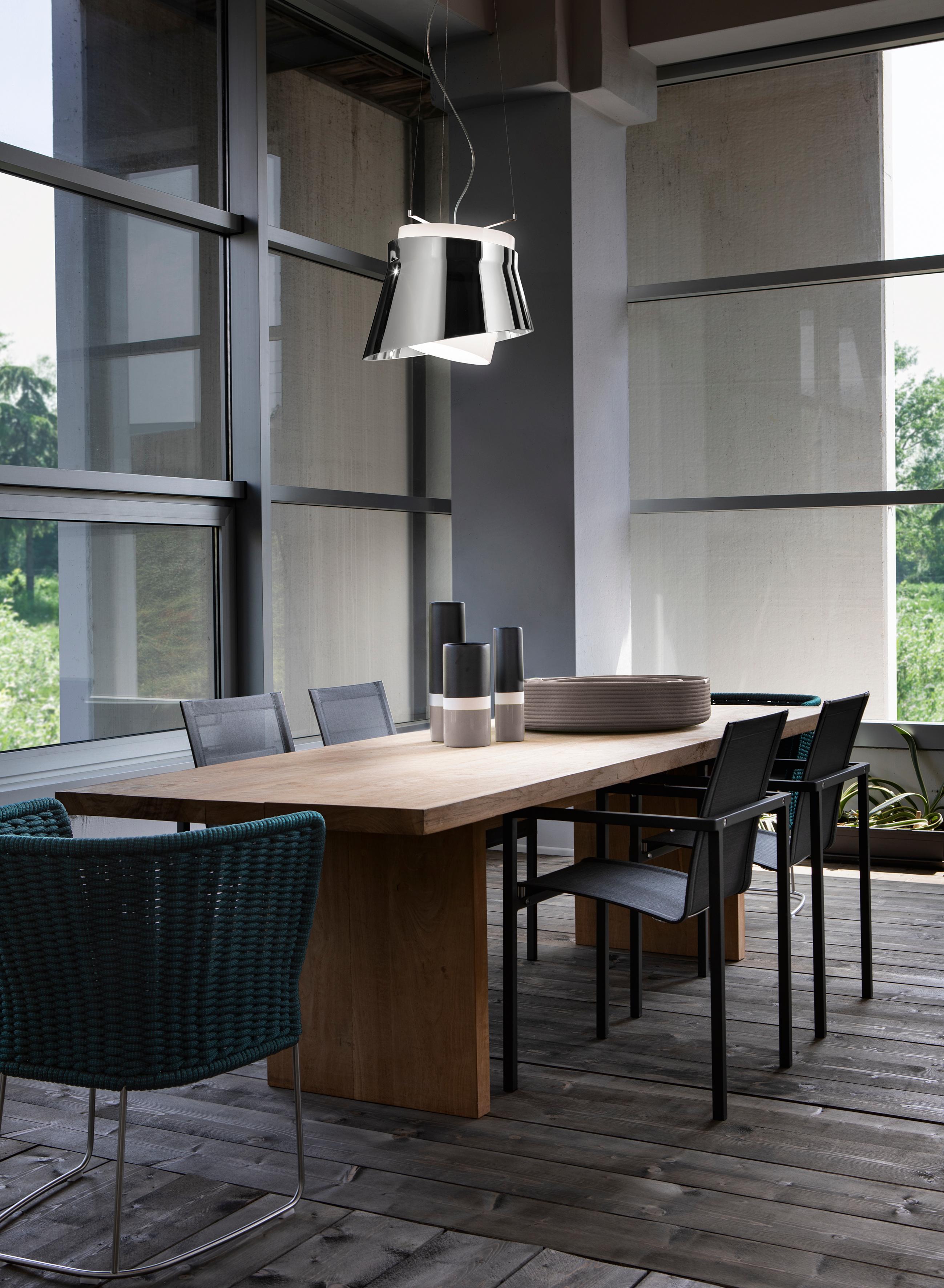 italien Vistosi Aria Pendant Light in Silver Glass (lumière suspendue en verre argenté) en vente