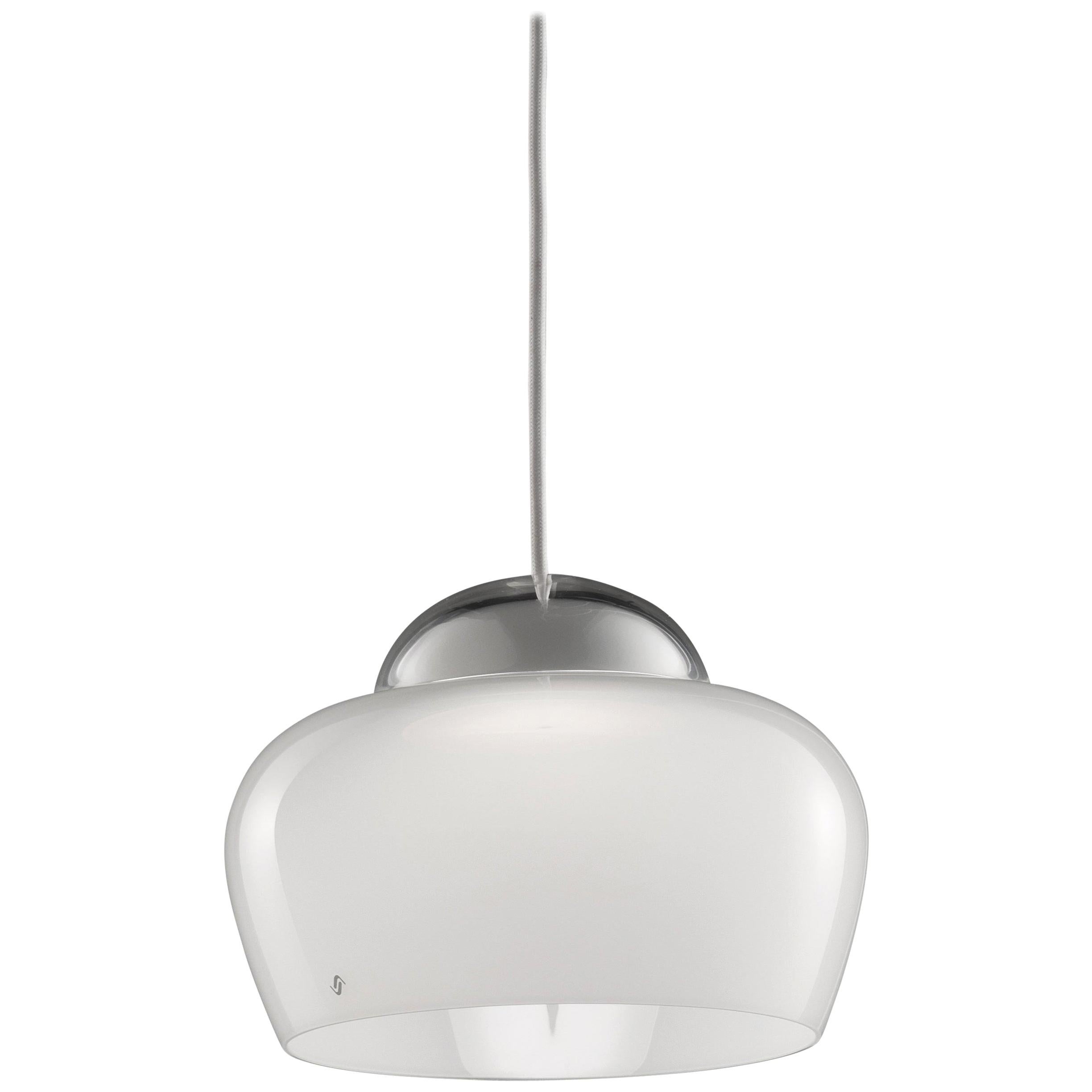 Vistosi LED Cristallina Pendant Light in White Glass For Sale