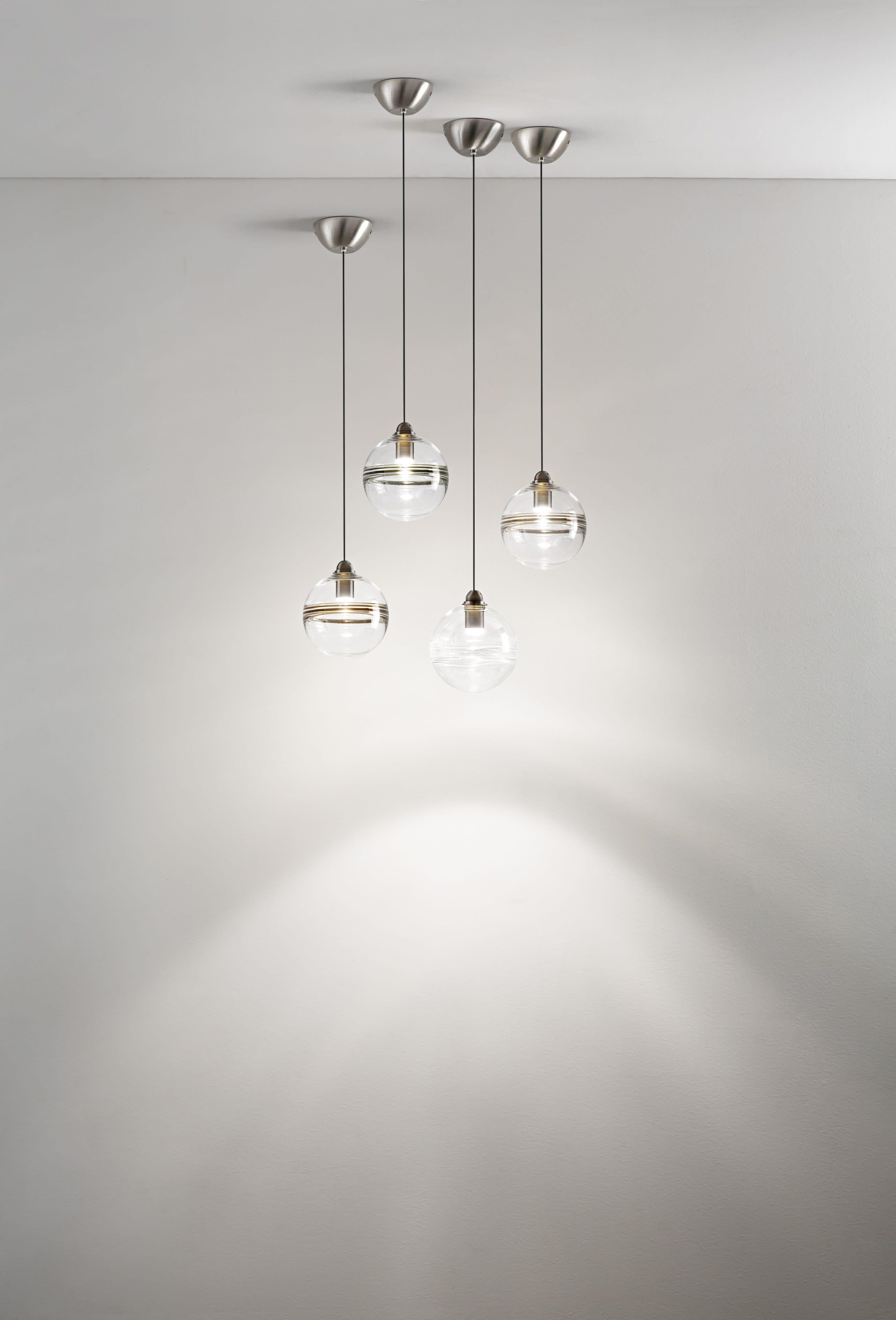 Glass LED Oro SP P Suspension Light with Brass Frame by Vistosi