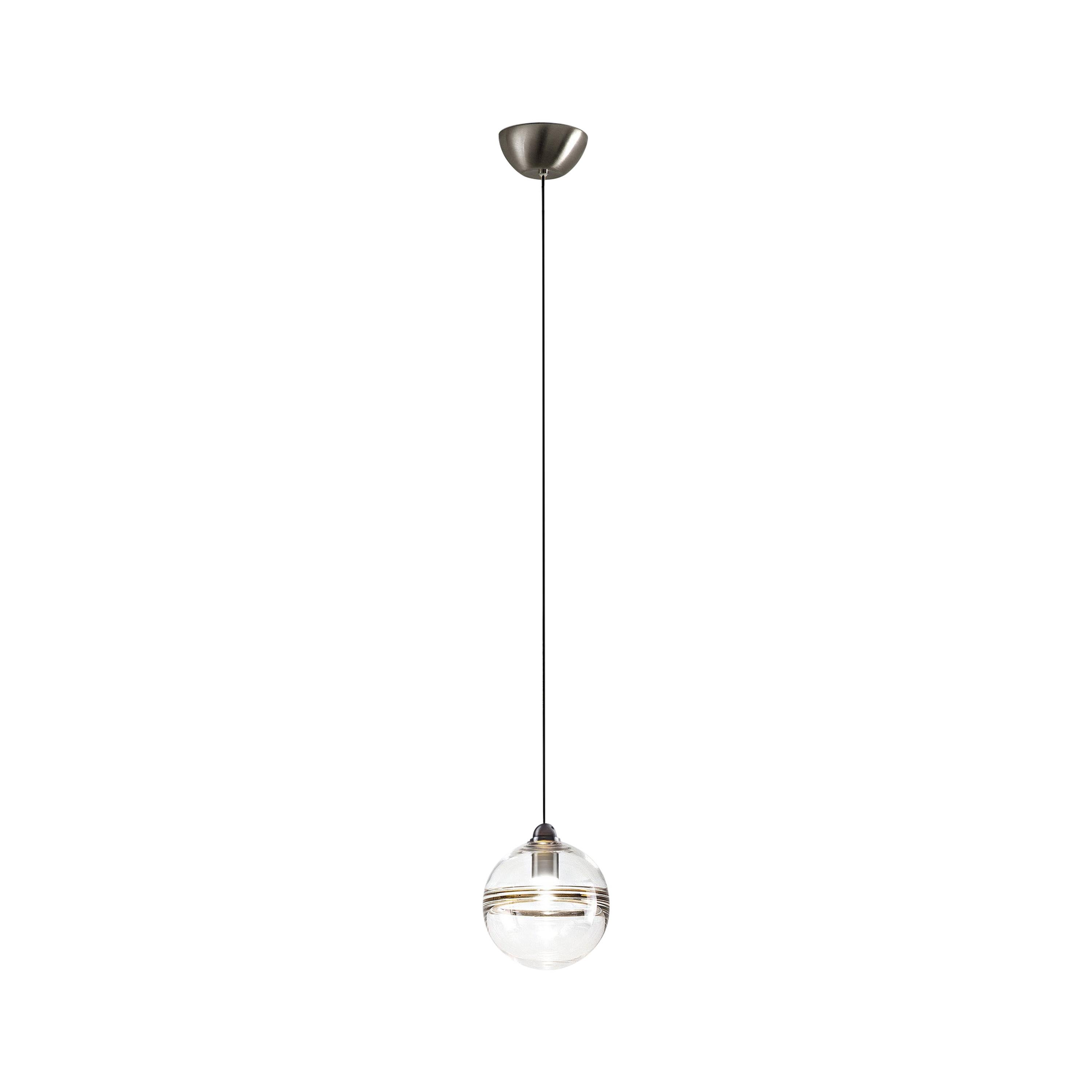 Brown (Crystal and Burned Earth) LED Oro SP P Suspension Light with Nickel Frame by Vistosi