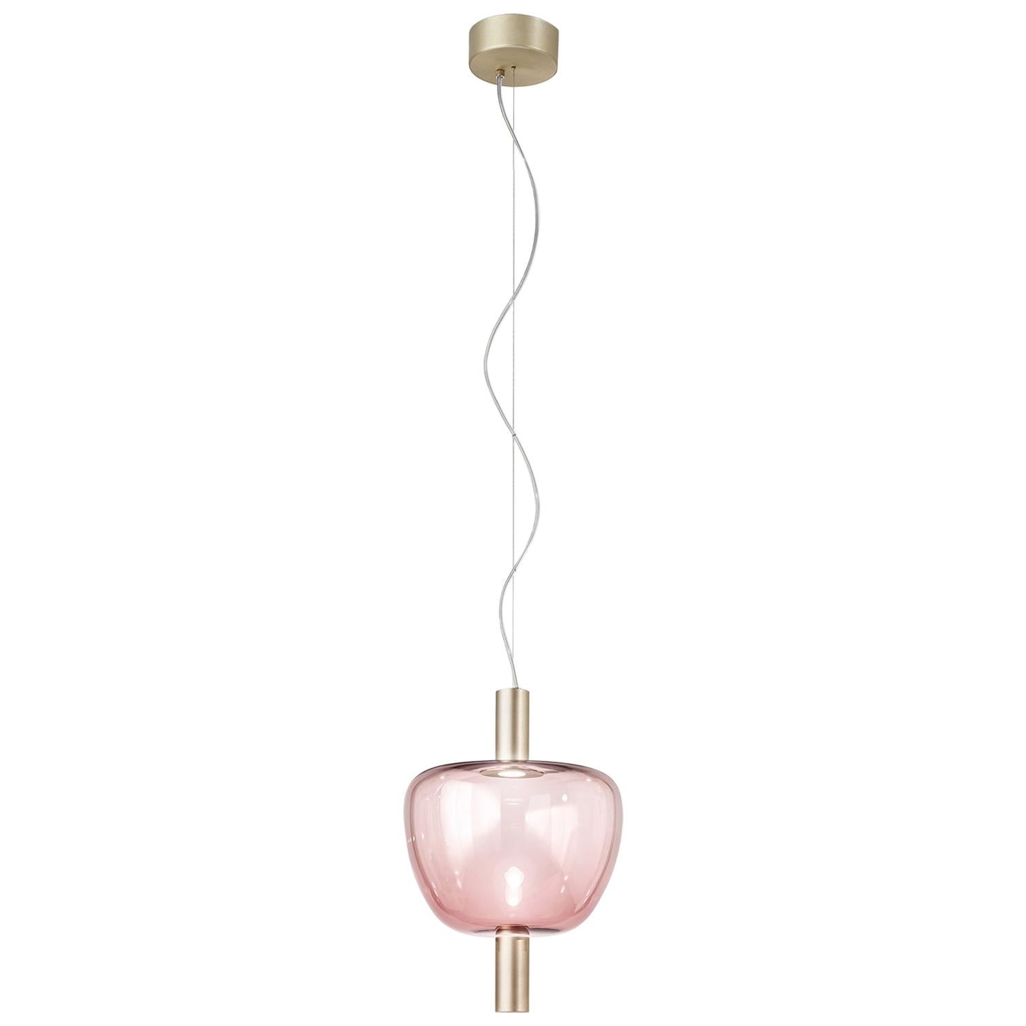 For Sale: Pink (Light Amethyst and Transparent) Vistosi LED Riflesso SP 3 Suspension Light by Chiaramonte