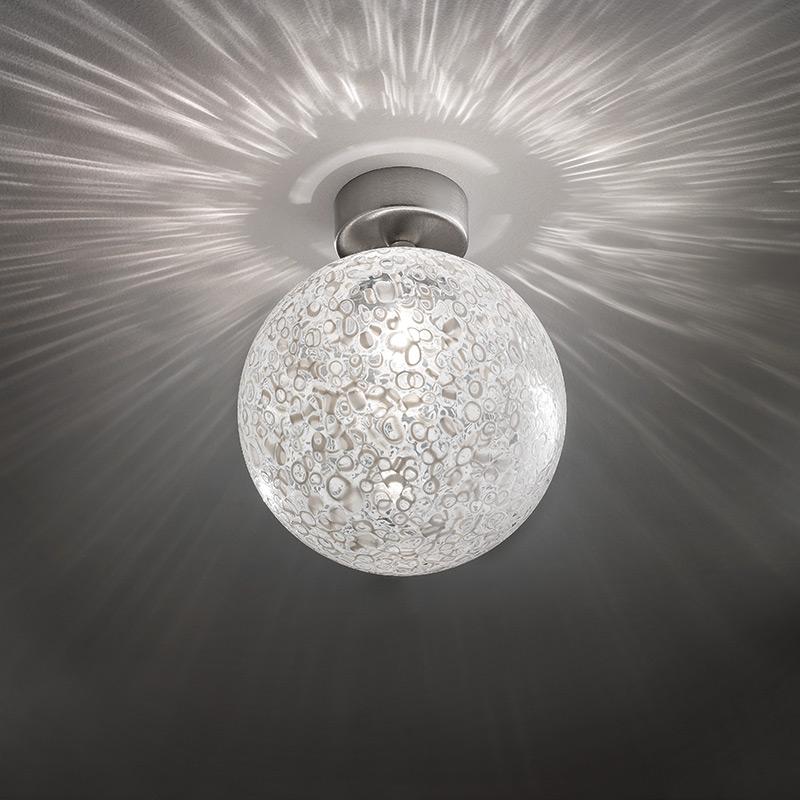 Inspired by the dandelion flower and using the traditional Murrina technique, which creates an organic light texture, Rina is available in five sizes that can be combined in a wide range of pendant, ceiling and wall lights.

Specifications:
Light