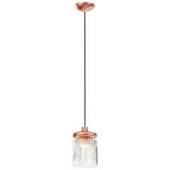 Vistosi LED Tread Single Suspension Light Murano Blown Glass with Copper Frame