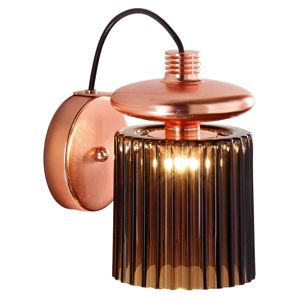For Sale: Brown (Burned Earth and Transparent) Vistosi LED Tread Wall Lamp with Matte Copper Frame by Chiaramonte
