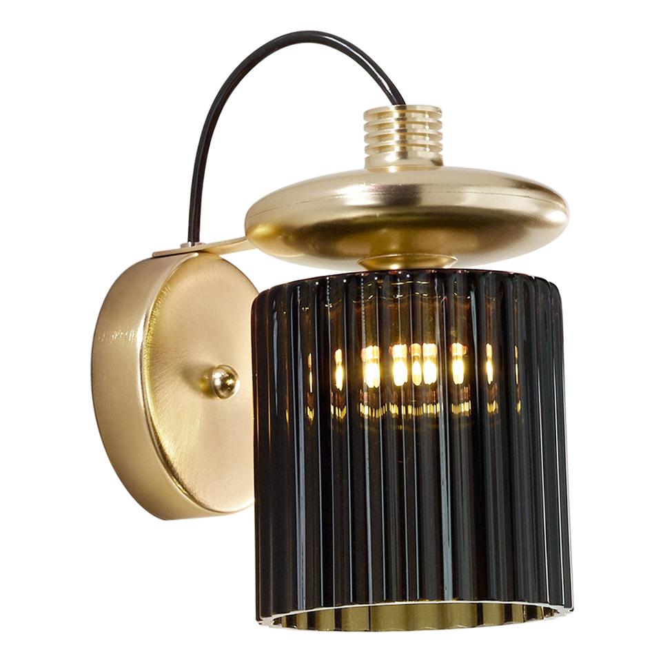 For Sale: Gray (Smoky and Transparent) Vistosi LED Tread Wall Lamp with Matte Gold Frame by Chiaramonte