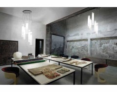 Vistosi Lio Pendant Light in Crystal And White