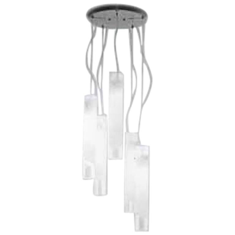 Vistosi Lio Pendant Light in Crystal And White For Sale