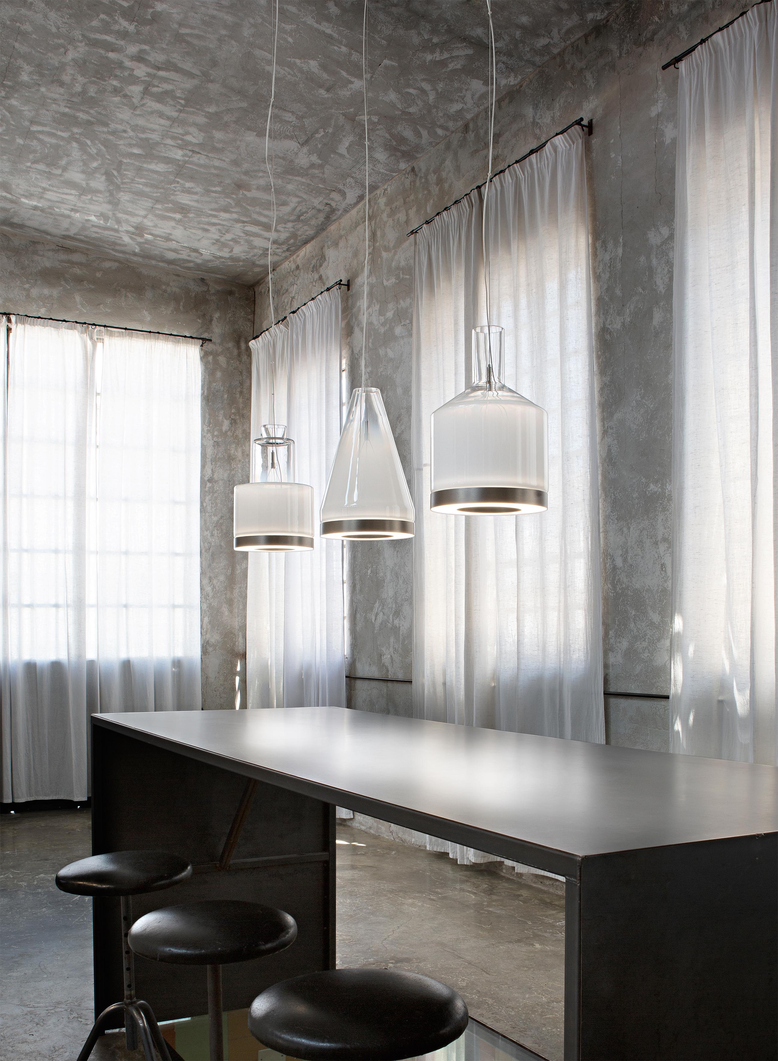 Italian Vistosi Medea Pendant Light in White Glass Finish For Sale