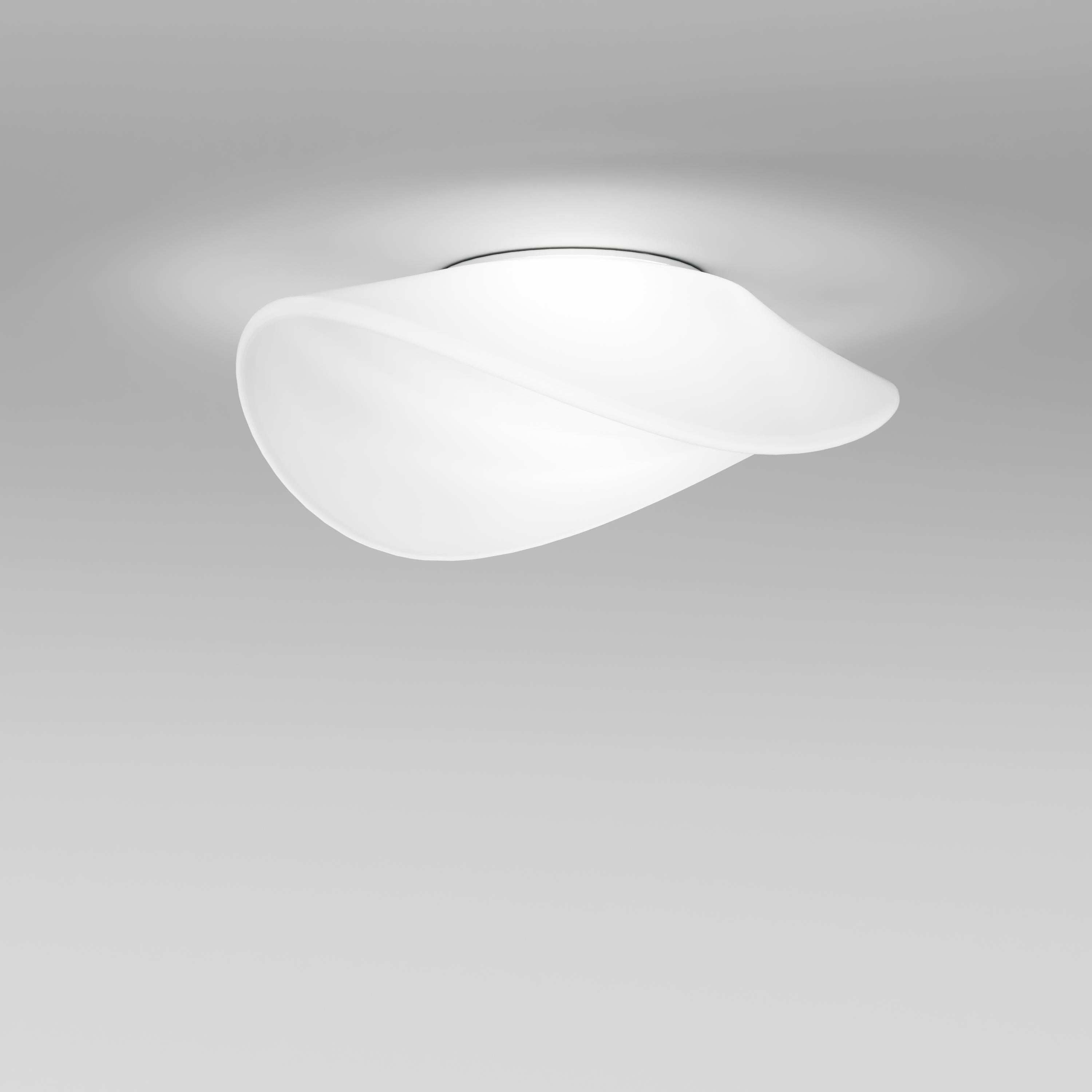 Italian Vistosi Medium Balance Flush Light in White Glass For Sale