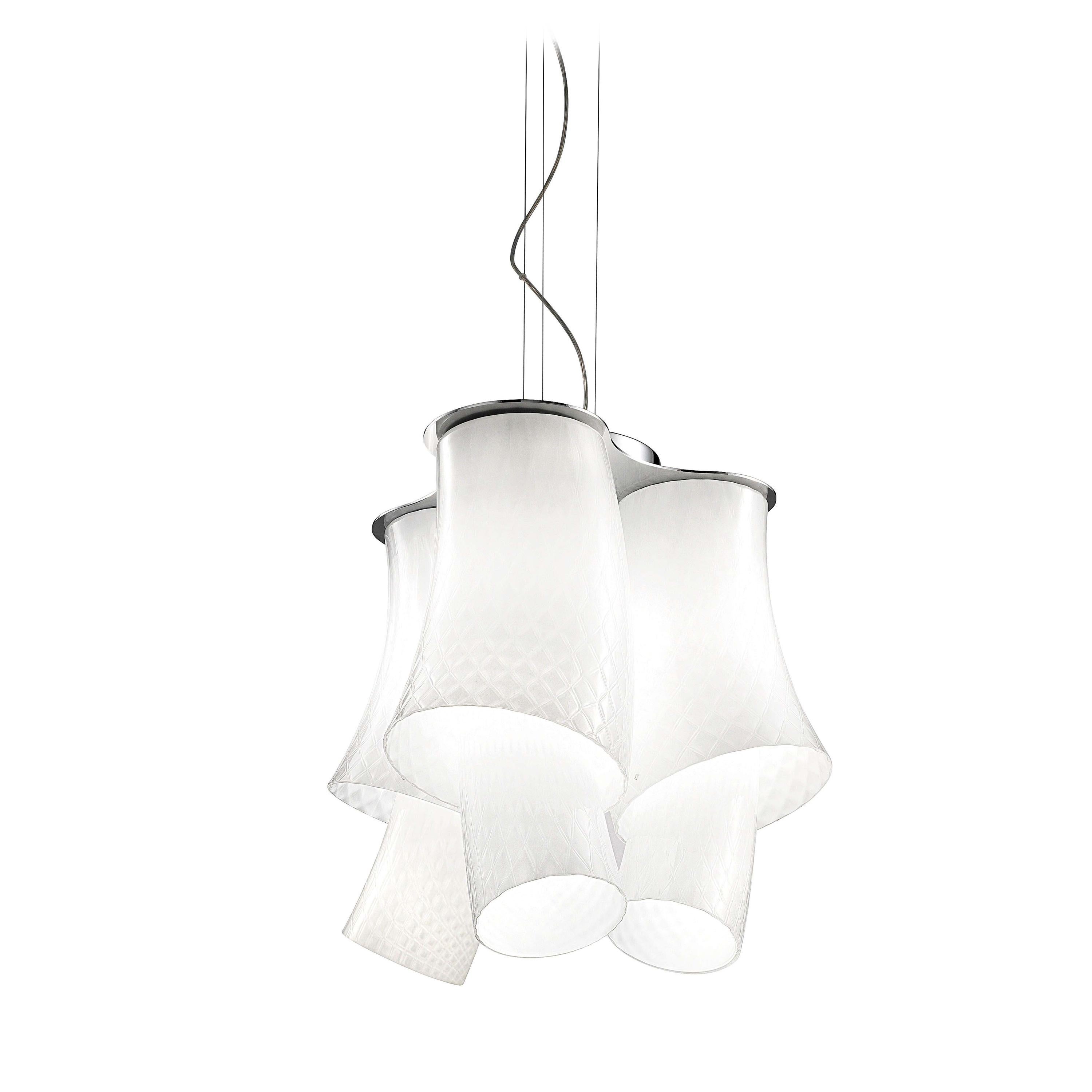 For Sale: White (White and Balloton) Vistosi Medium LED Assiba Suspension Light by Mauro Olivier