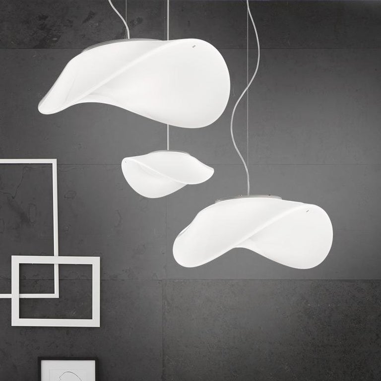 Leds Balanci Vistosi Medium LED Balance Pendant Light in White Glass by Pio e Tito ...
