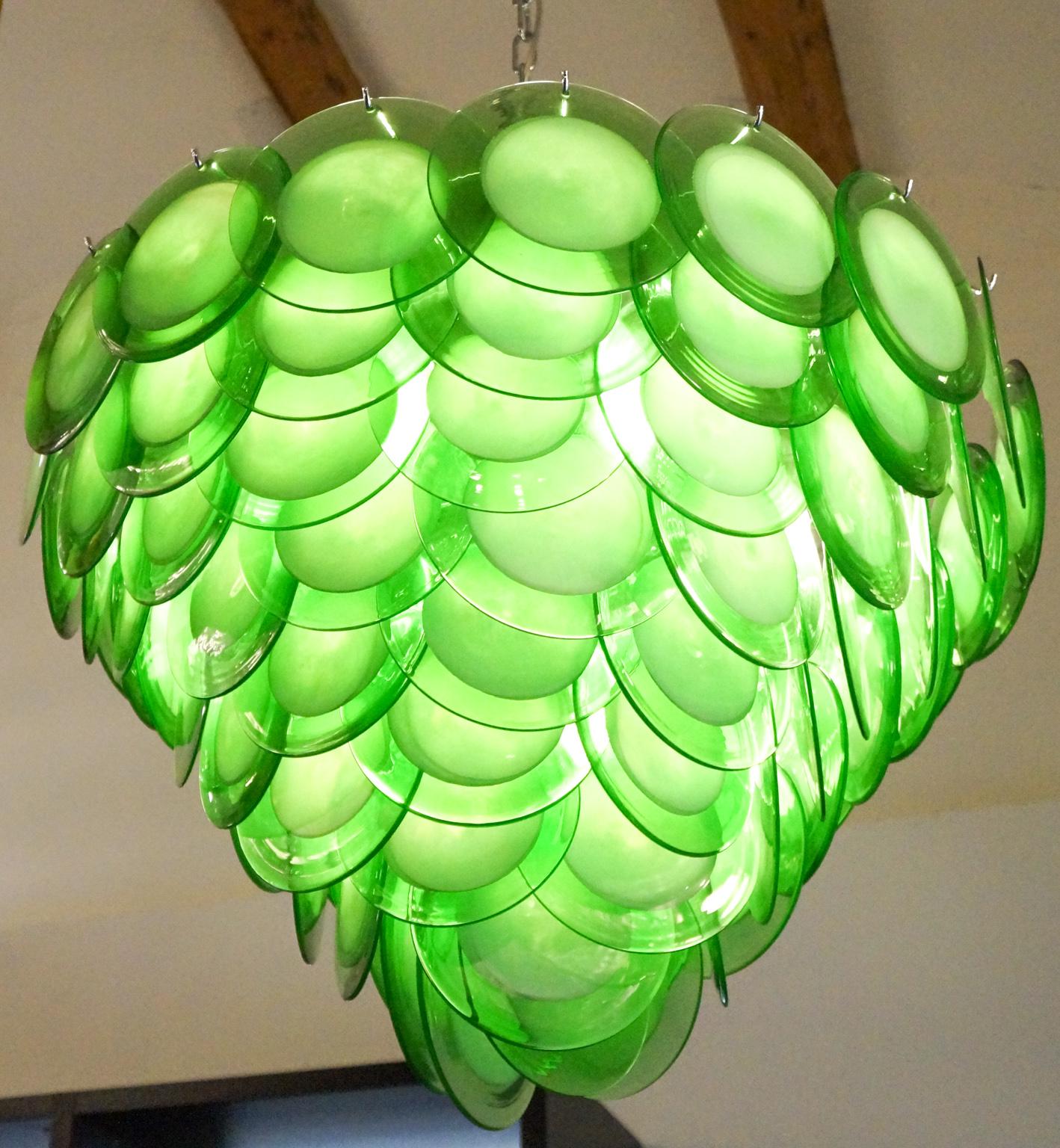 Lustre en verre de Murano vert 