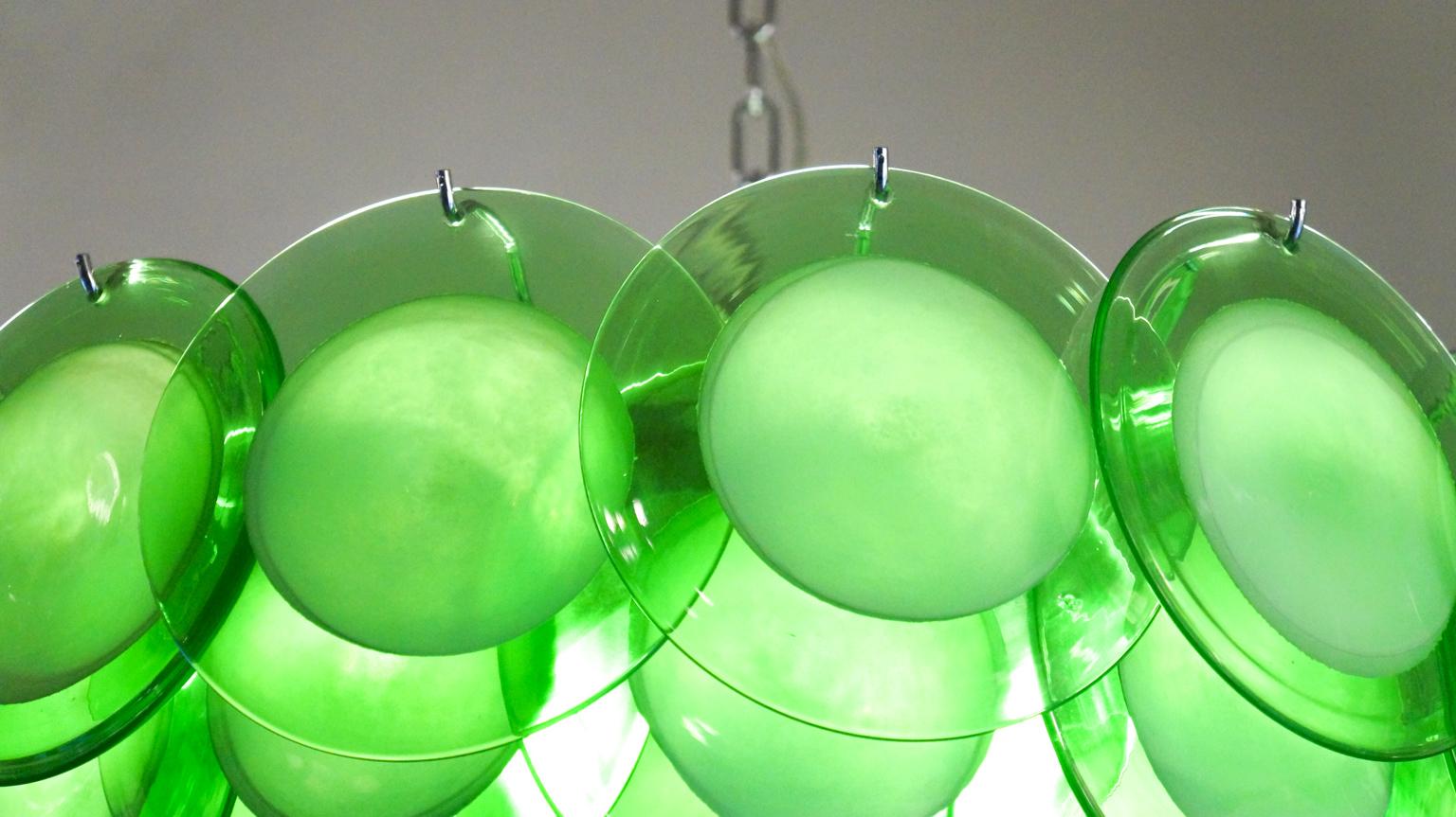 Vistosi Mid-Century Modern Green Murano Glass Chandelier 