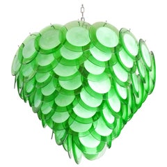 Lustre en verre de Murano vert "Disques" Vistosi:: 1972