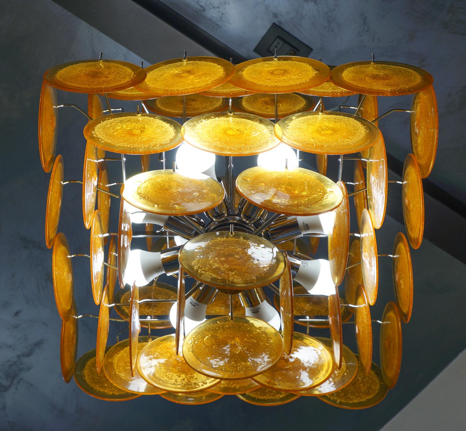 Vistosi Moderner Kronleuchter aus orangefarbenem Muranoglas 