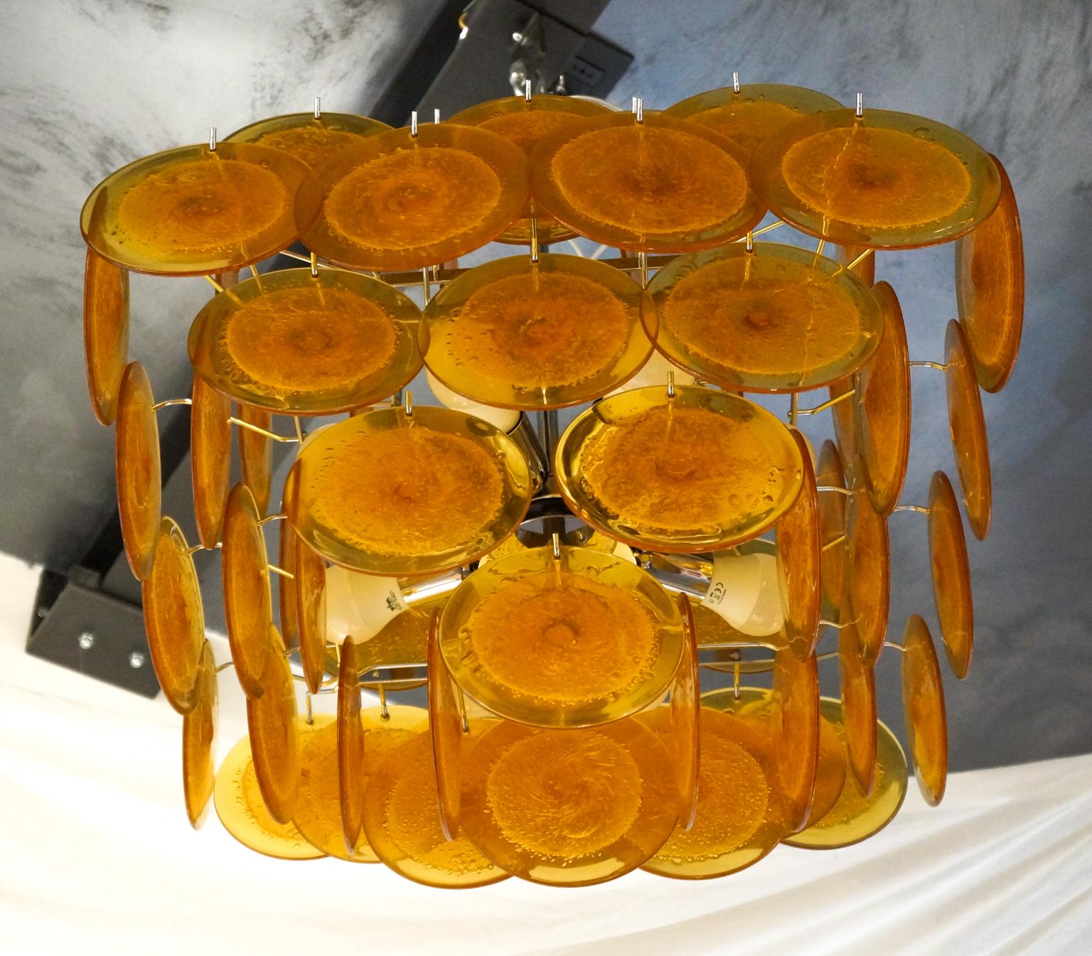 Vistosi Moderner Kronleuchter aus orangefarbenem Muranoglas 