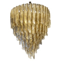 Vistosi Mid-Century Modern Smoky Torciglioni Murano Glass Chandelier, 1988