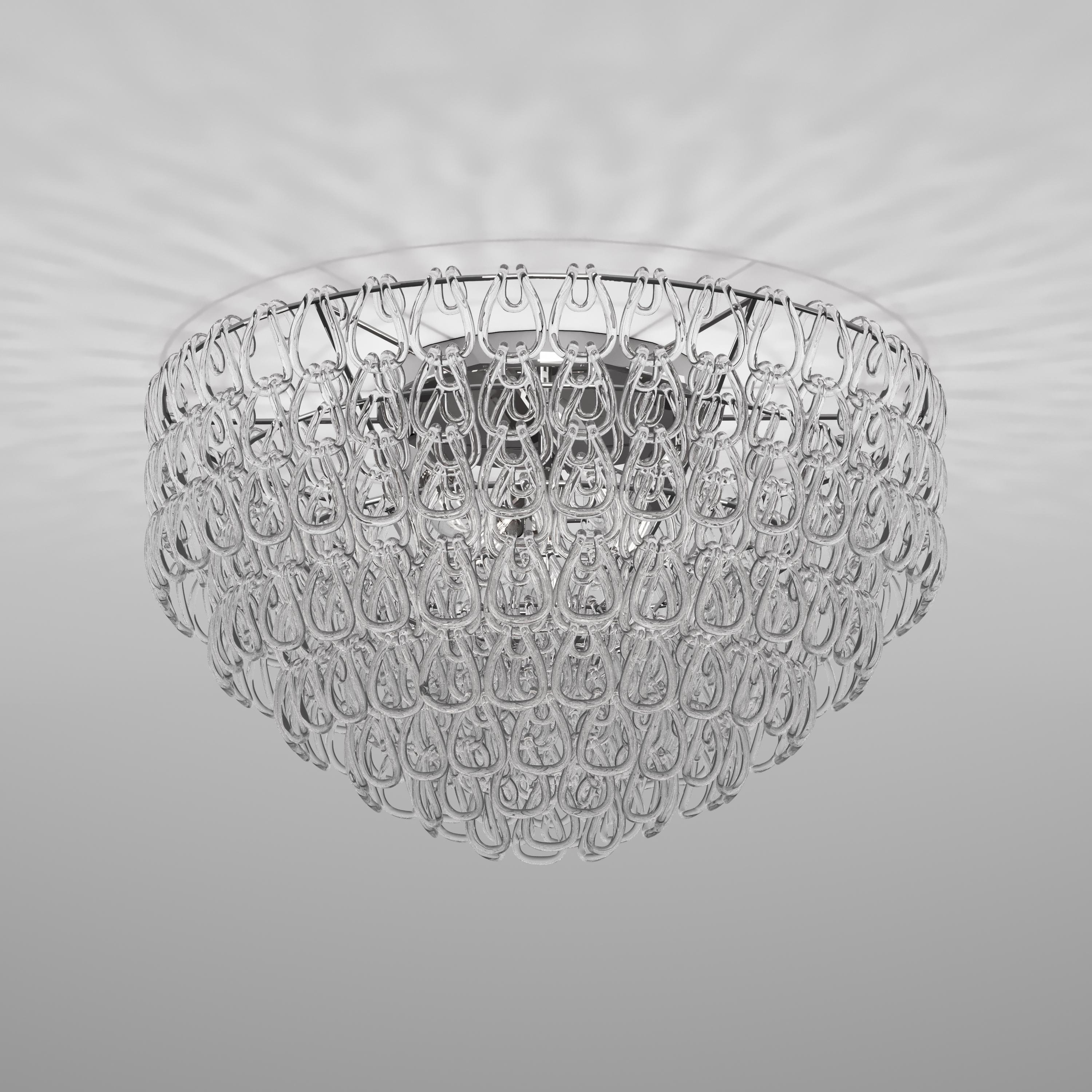 Modern Vistosi Minigiogali Flush Light in Crystal Transparent Glass For Sale