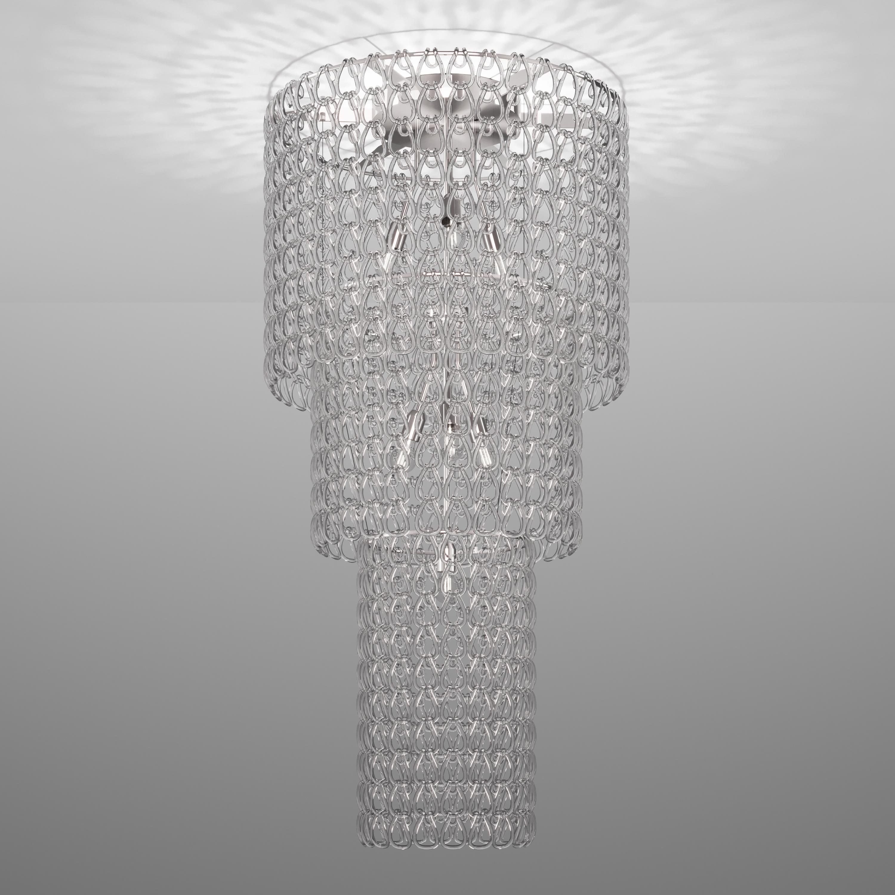 Italian Vistosi Minigiogali Pendant Light in Crystal Transparent Glass For Sale