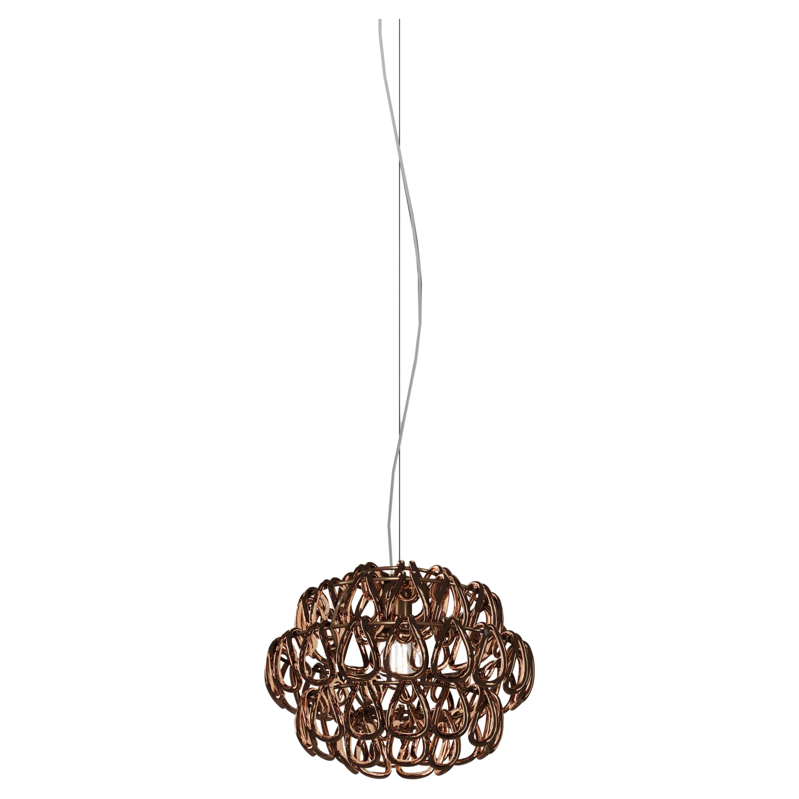 Vistosi Minigiogali Lámpara Colgante de Cristal Cobre y Marco Bronce Mate