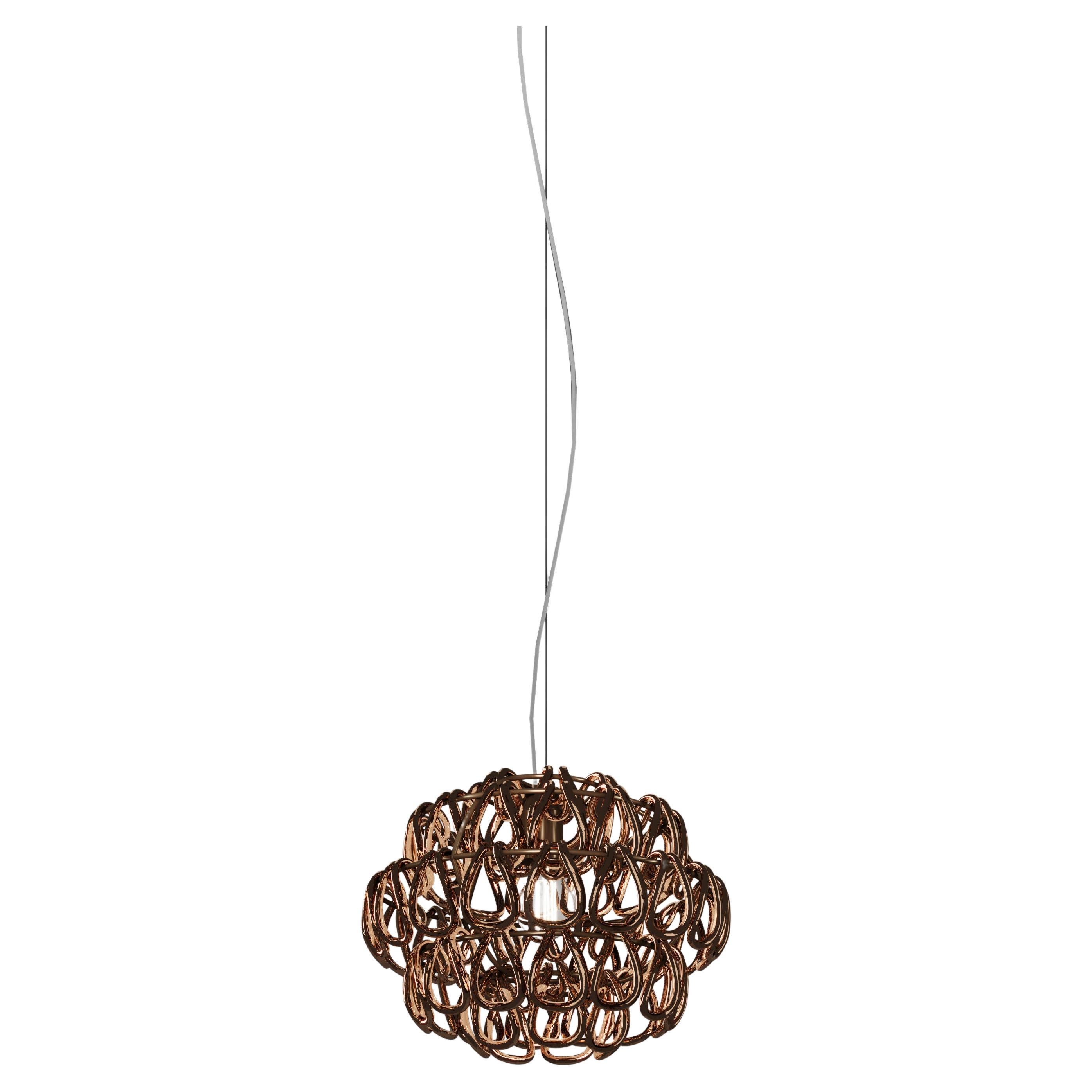 Vistosi Minigiogali Pendant Light in Crystal Copper Glass And Matt Bronze Frame For Sale