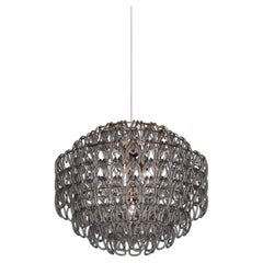 Vistosi Minigiogali Pendant Light in Crystal Smoky Glass And Matt Bronze Frame