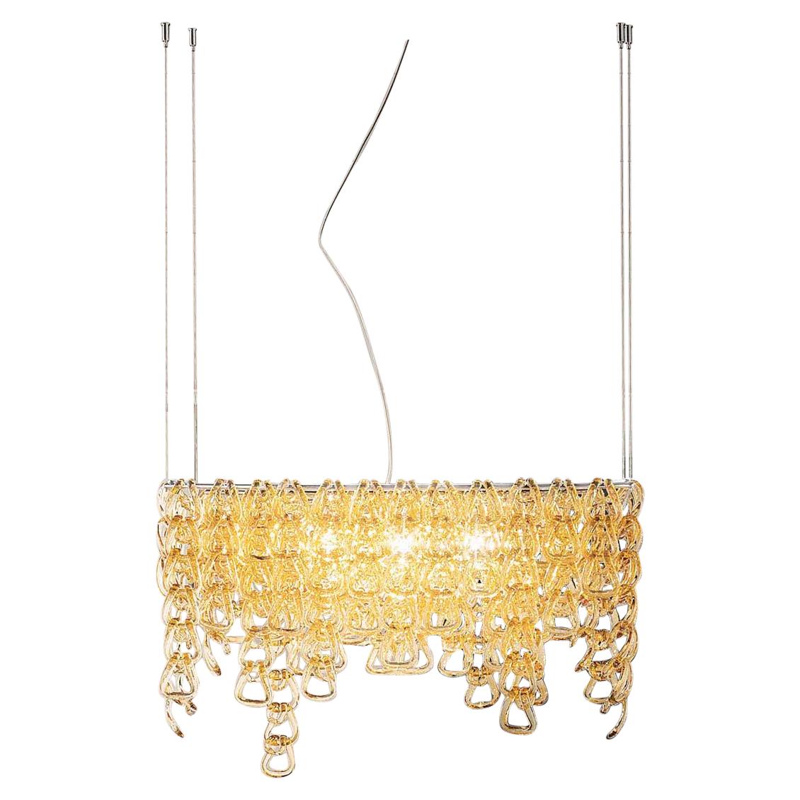 For Sale: Yellow (Crystal and Amber) Vistosi MiniGiogali SP CLO Suspension Light in Glass by Angelo Mangiarotti