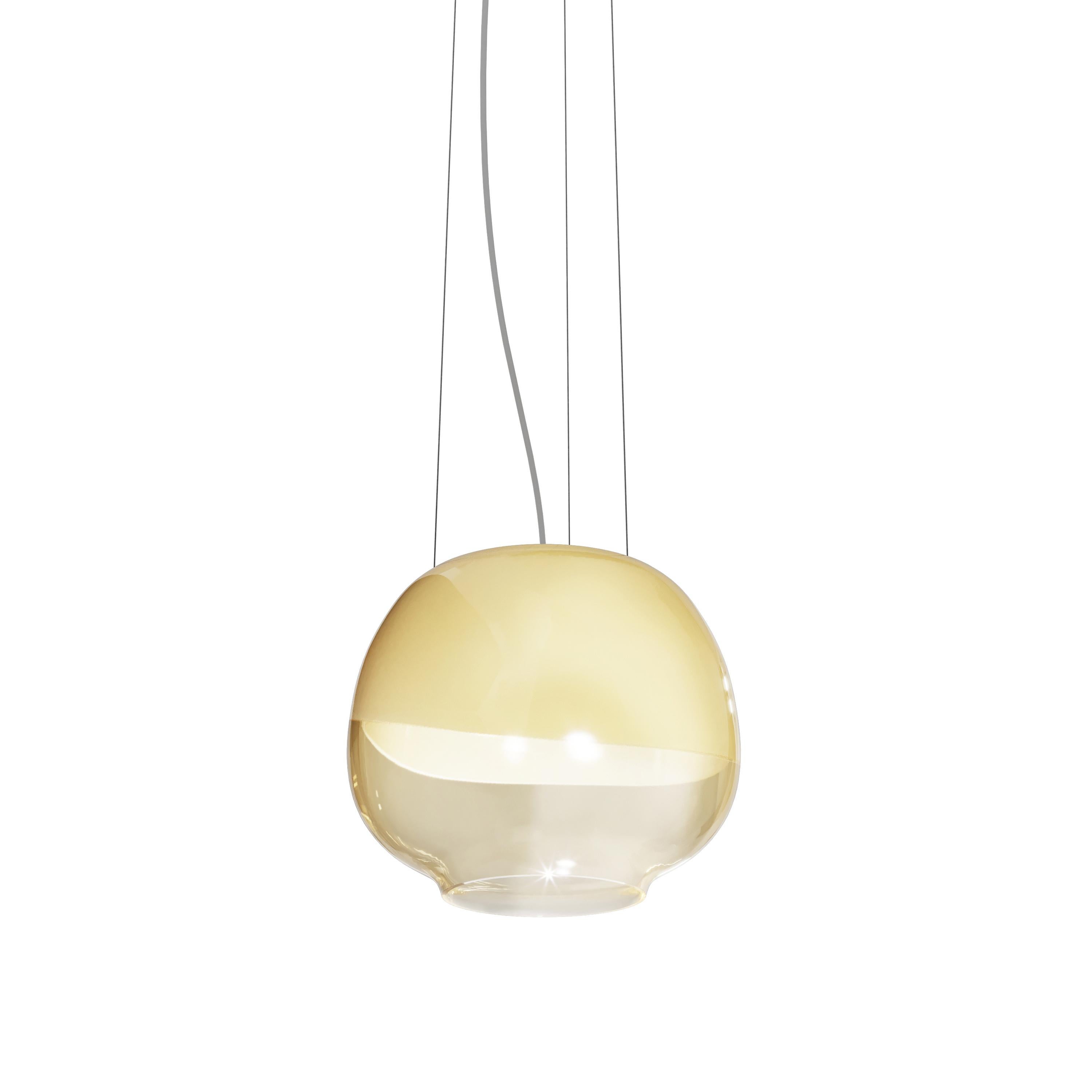 Modern Vistosi Mirage Pendant Light in White Amber Glass And Glossy White Frame For Sale