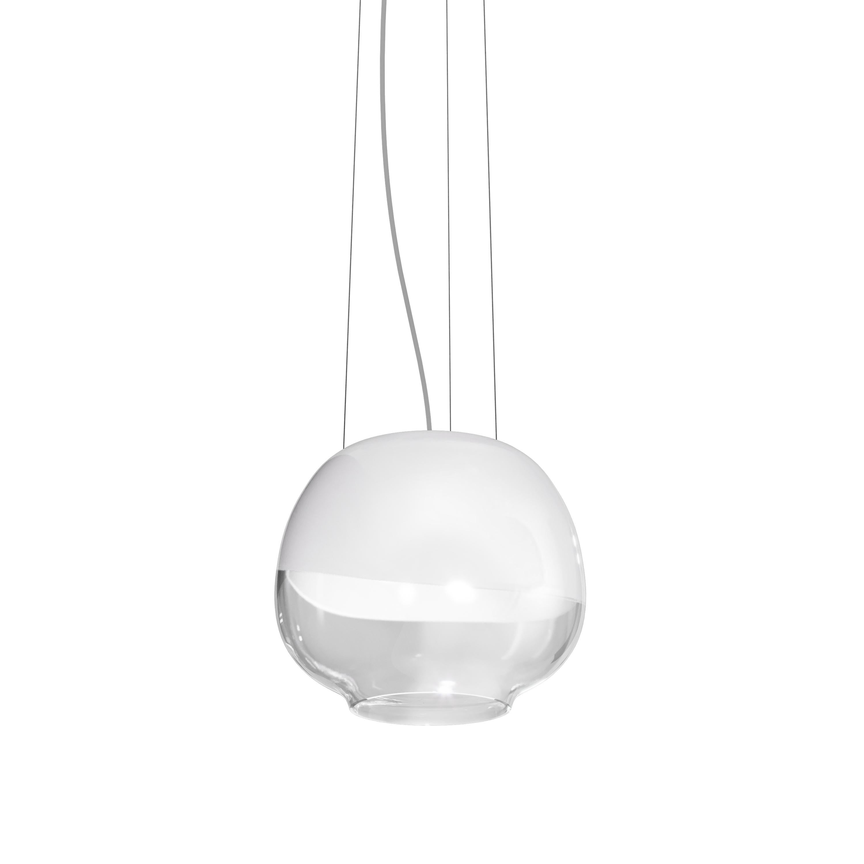Modern Vistosi Mirage Pendant Light in White Crystal Glass And Glossy White Frame For Sale