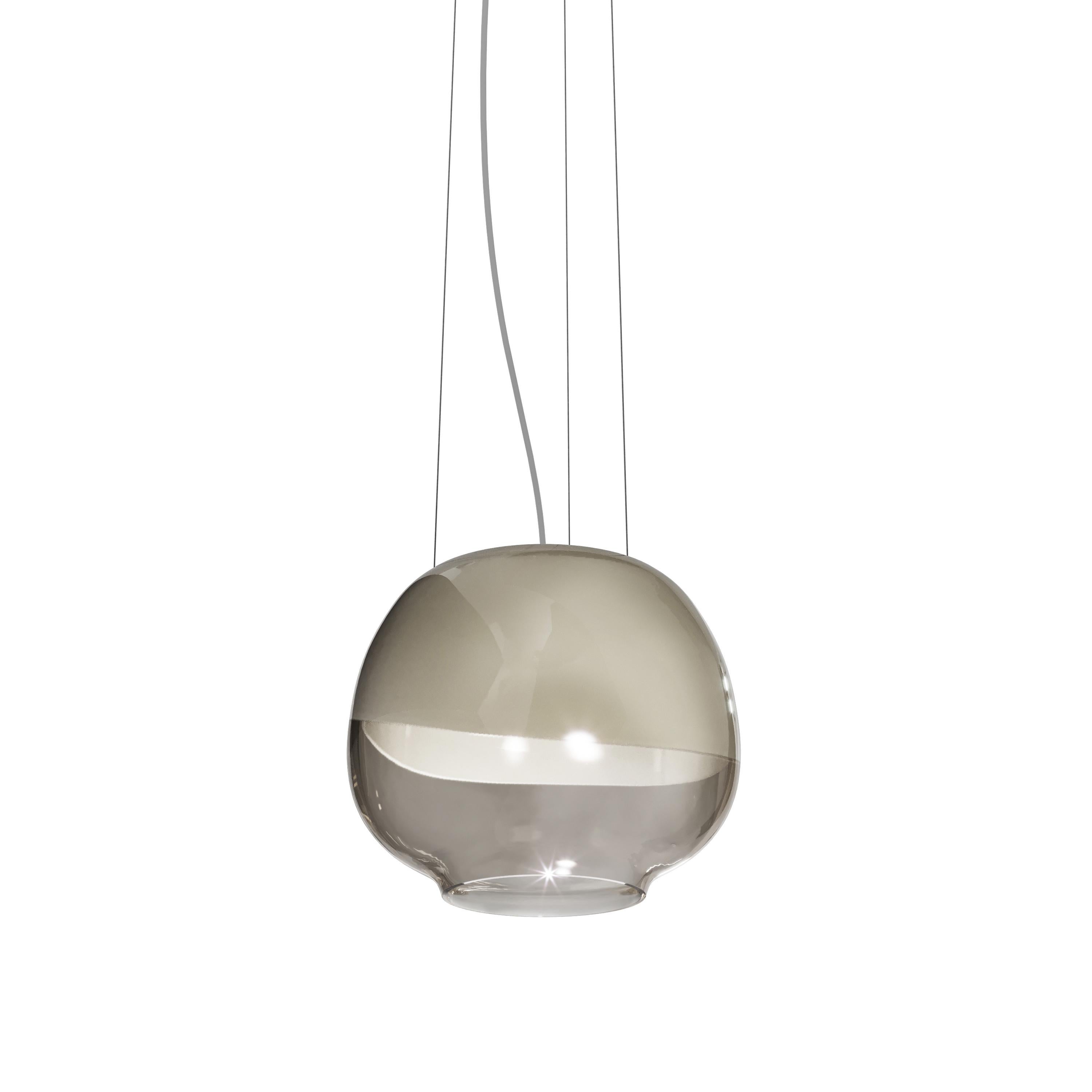 Modern Vistosi Mirage Pendant Light in White Smoky Glass And Glossy White Frame For Sale